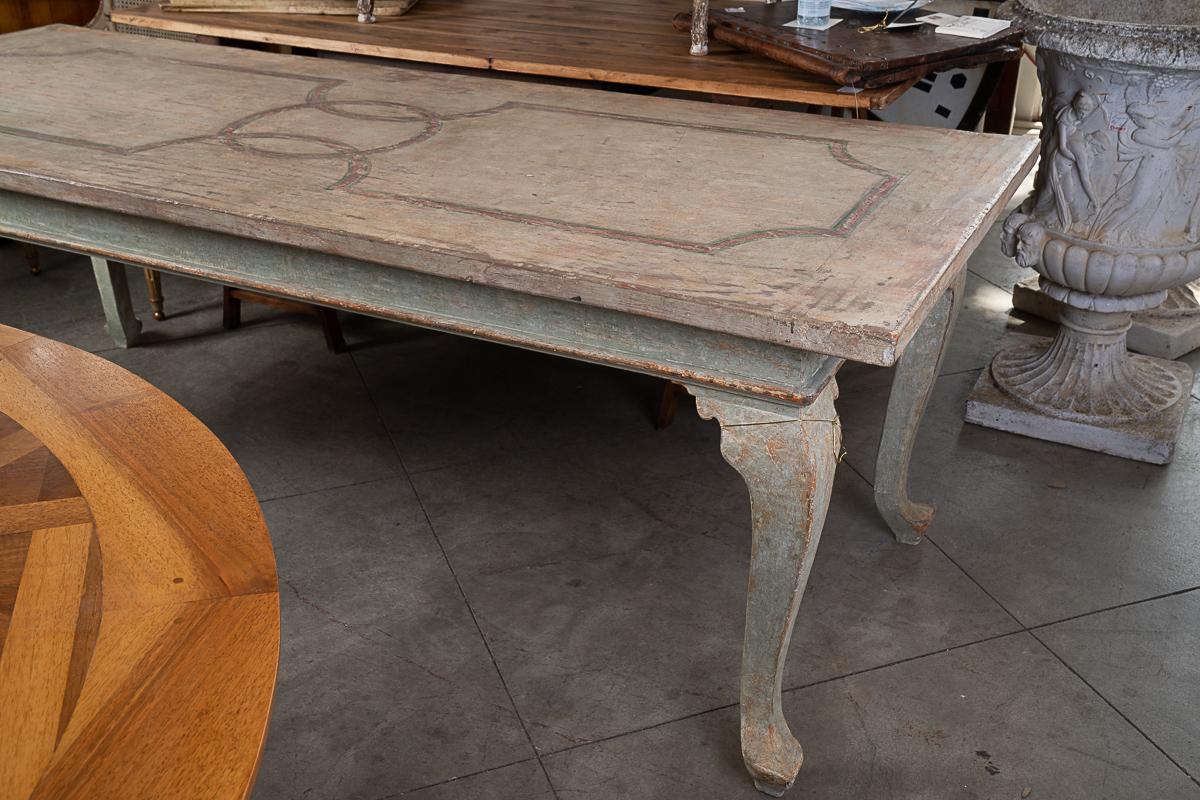 Oak Highly Decorative Painted Italian Provincial Dining Table For Sale