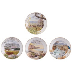 Highly Decorative Set of 4 Royal Worcester Fine Porcelain Plates