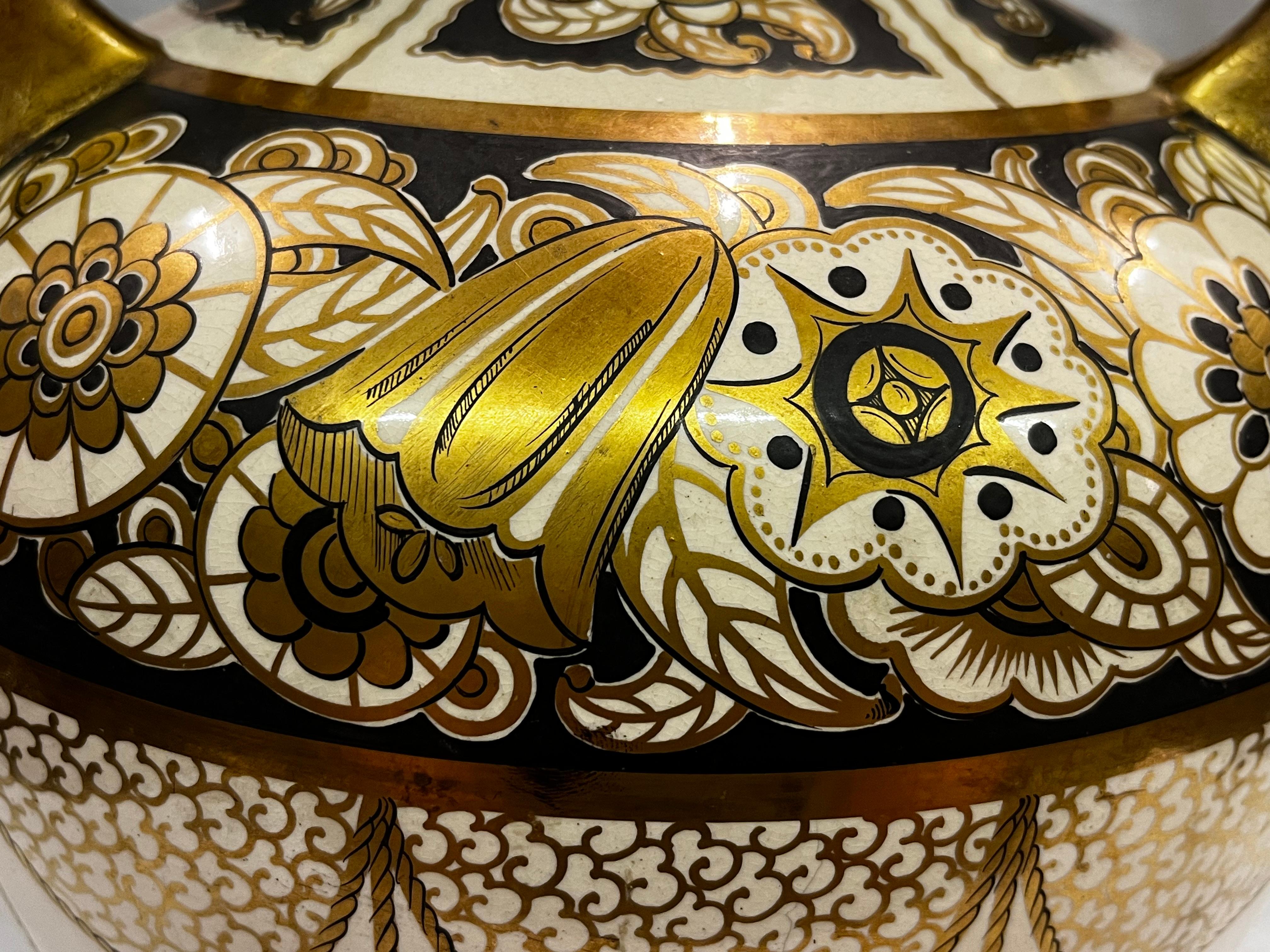 Highly decorative vase, hand painted, Art Deco, Pinon-Heuzé, 1920s France (Französisch) im Angebot