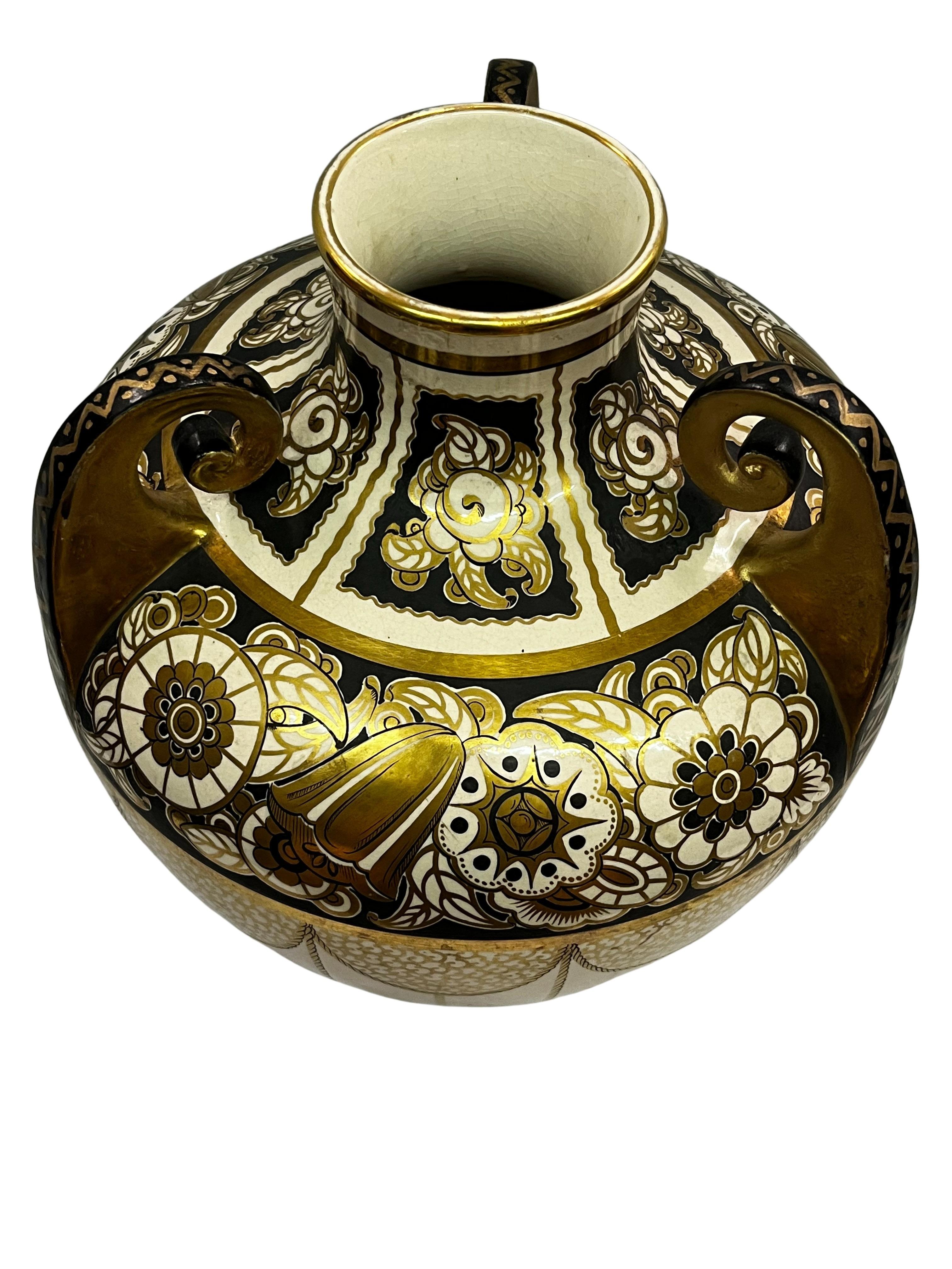 Highly decorative vase, hand painted, Art Deco, Pinon-Heuzé, 1920s France im Angebot 1