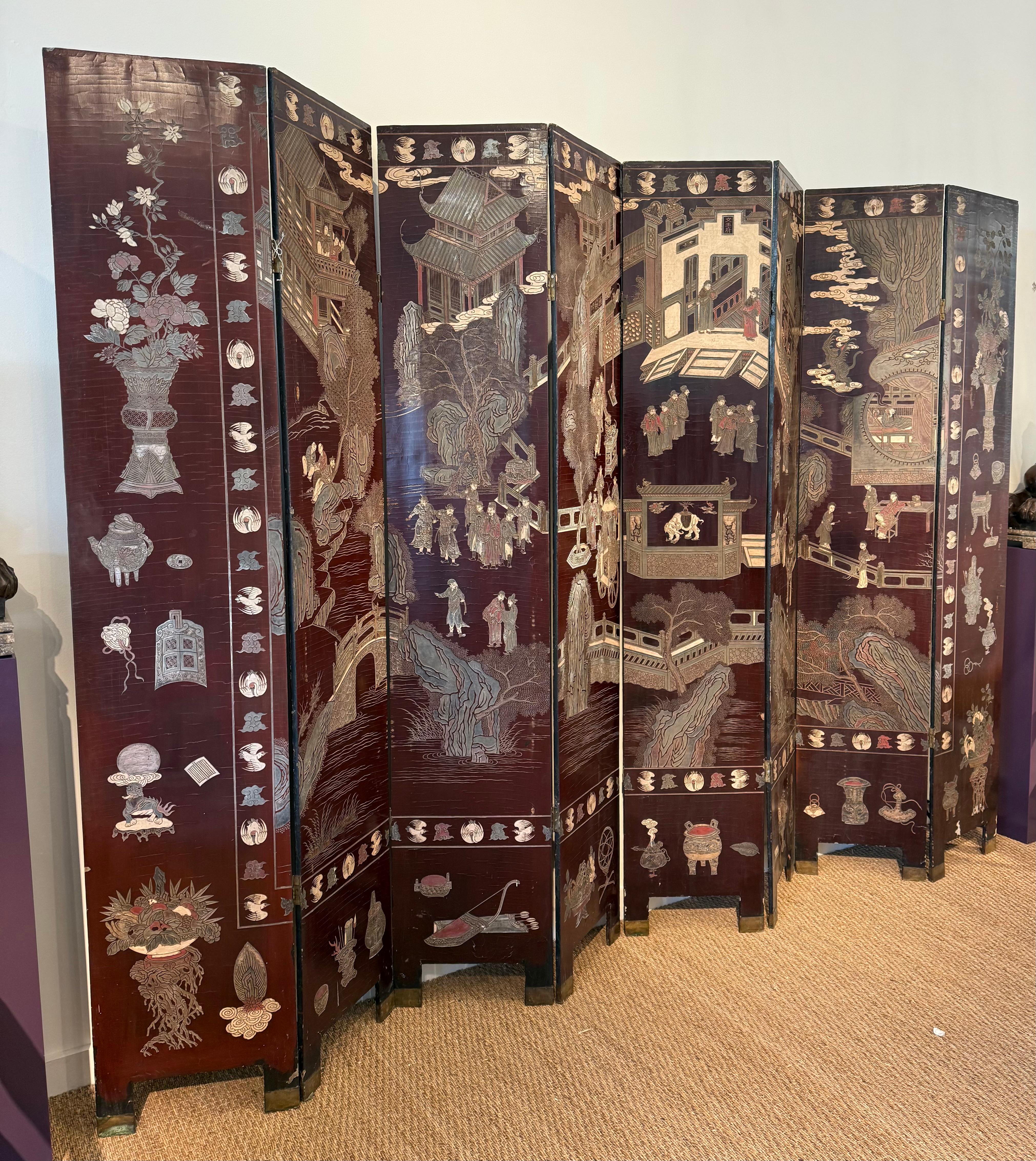 Meiji Coromandel cinese altamente decorativo  Schermo in vendita