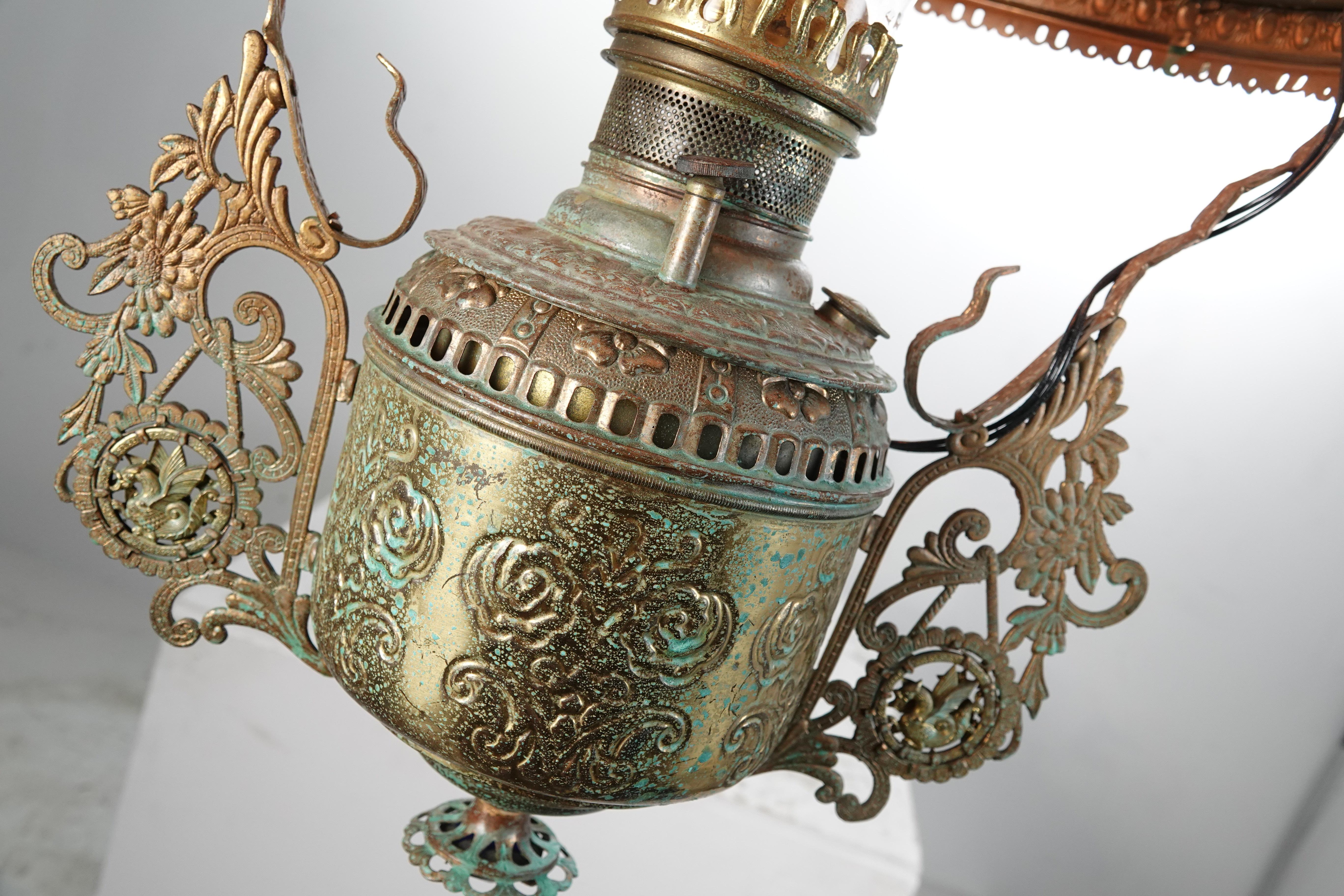 antique hanging kerosene lamps