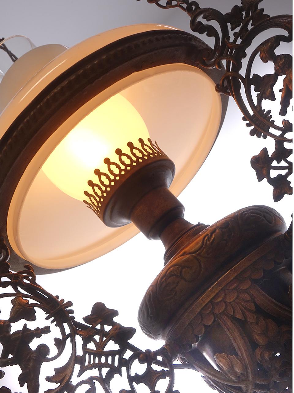 Grandma Chic is now happening and next could be Great Grandma Chic. These signed 1880s oil lamps feel very comfortable with multi layered patterns but also work as a surprising counter point in a midcentury modern room. History is always in