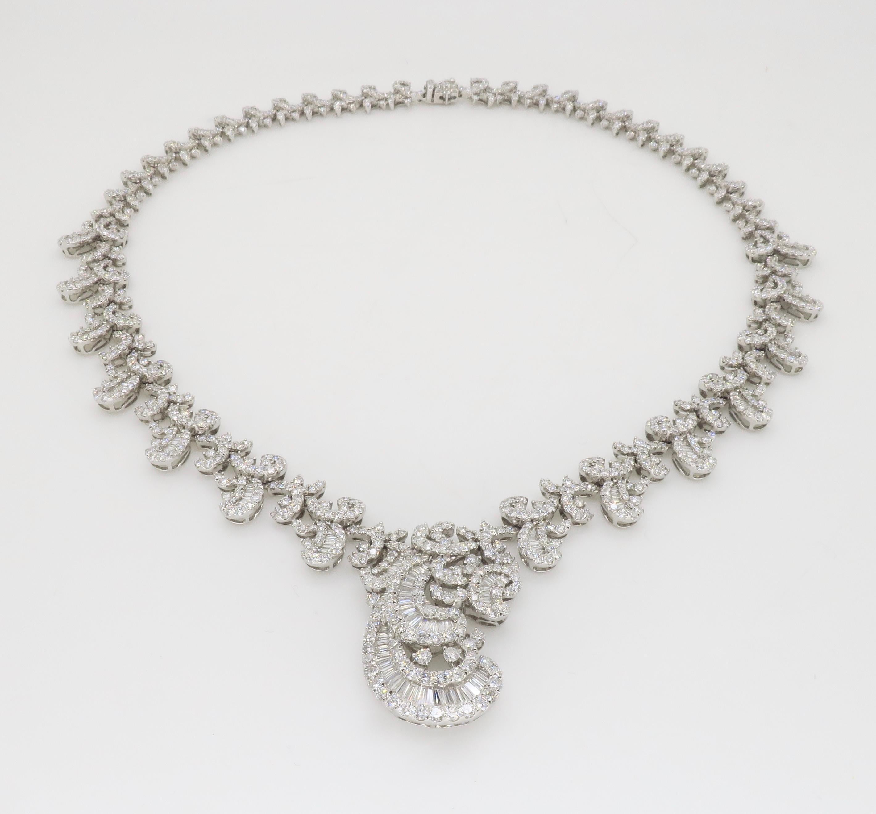 Highly Detailed 18.96CTW Diamond Necklace Made in 18k White Gold  For Sale 6