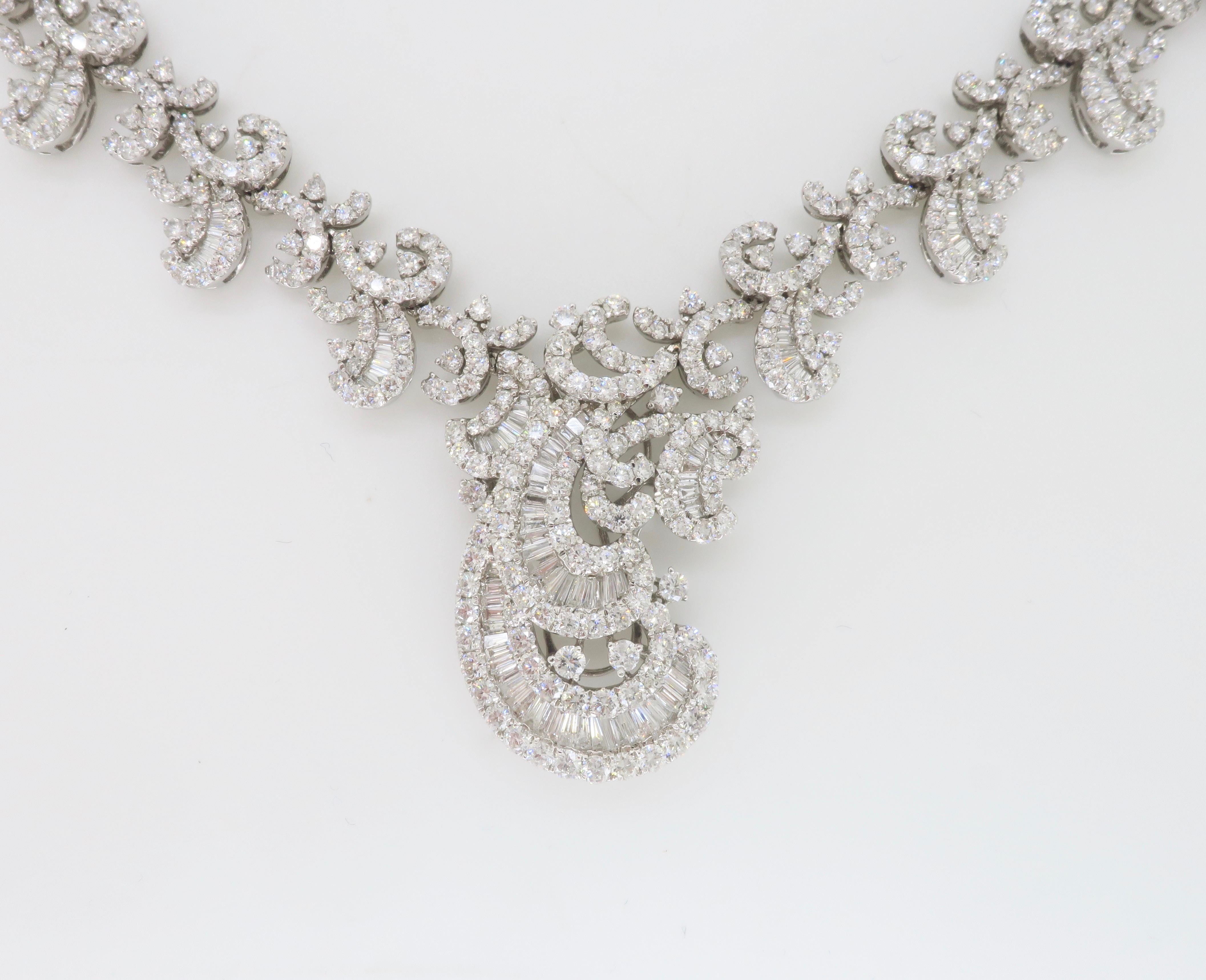 Highly Detailed 18.96CTW Diamond Necklace Made in 18k White Gold  For Sale 7