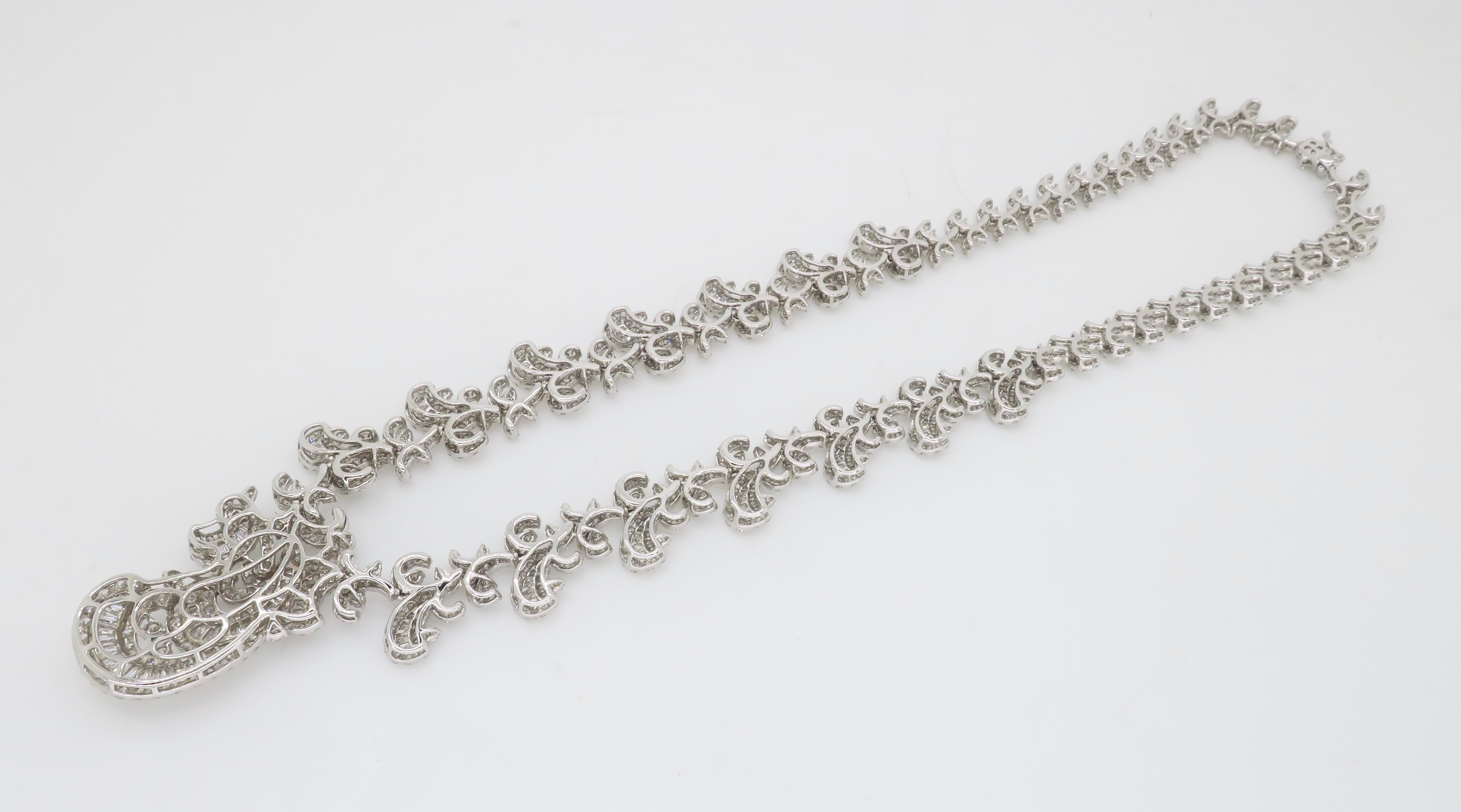 Highly Detailed 18.96CTW Diamond Necklace Made in 18k White Gold  For Sale 8