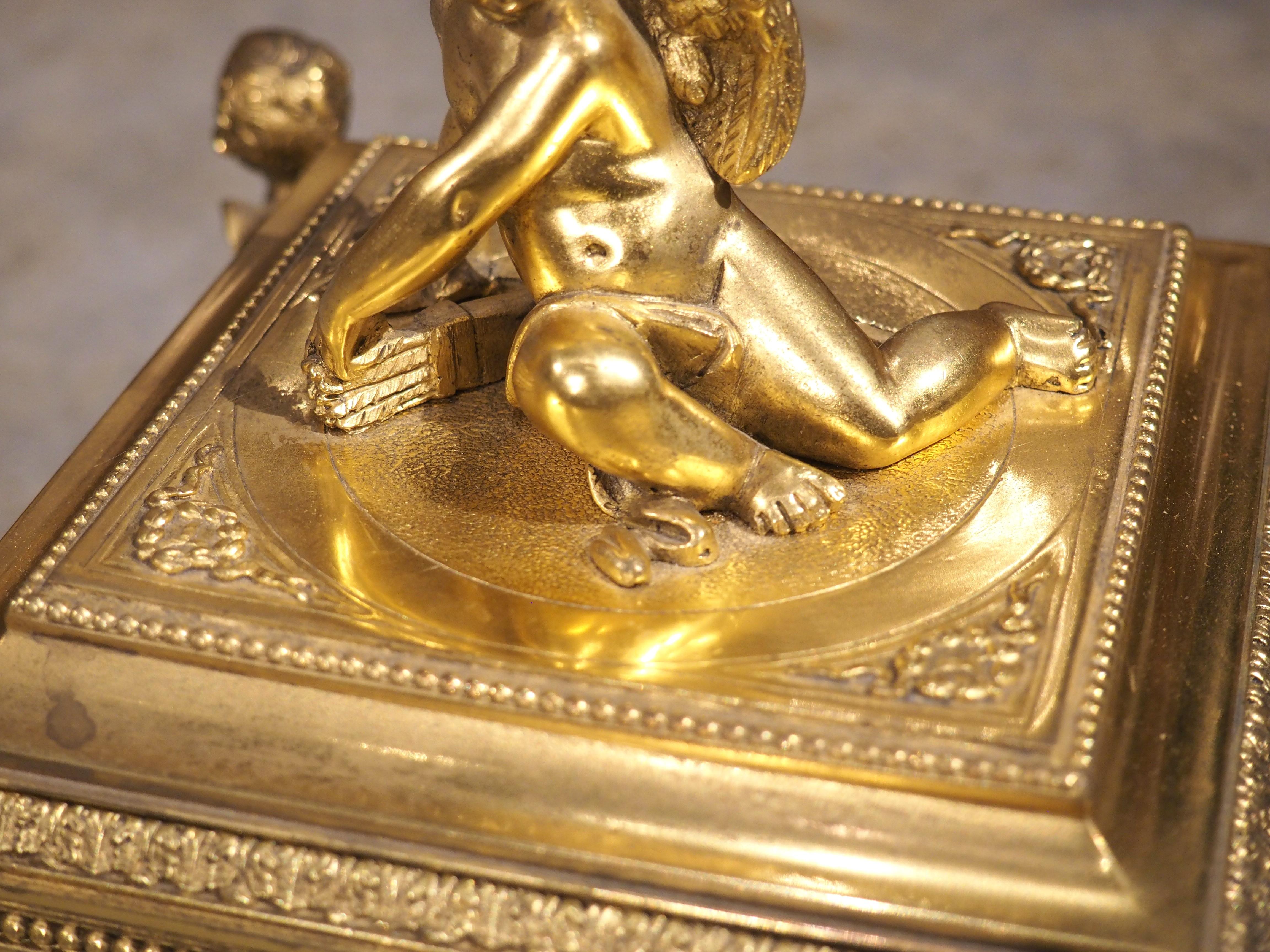 Highly Detailed Antique French Gilt Bronze Coffret, Jewel Box, Paris, Circa 1880 12