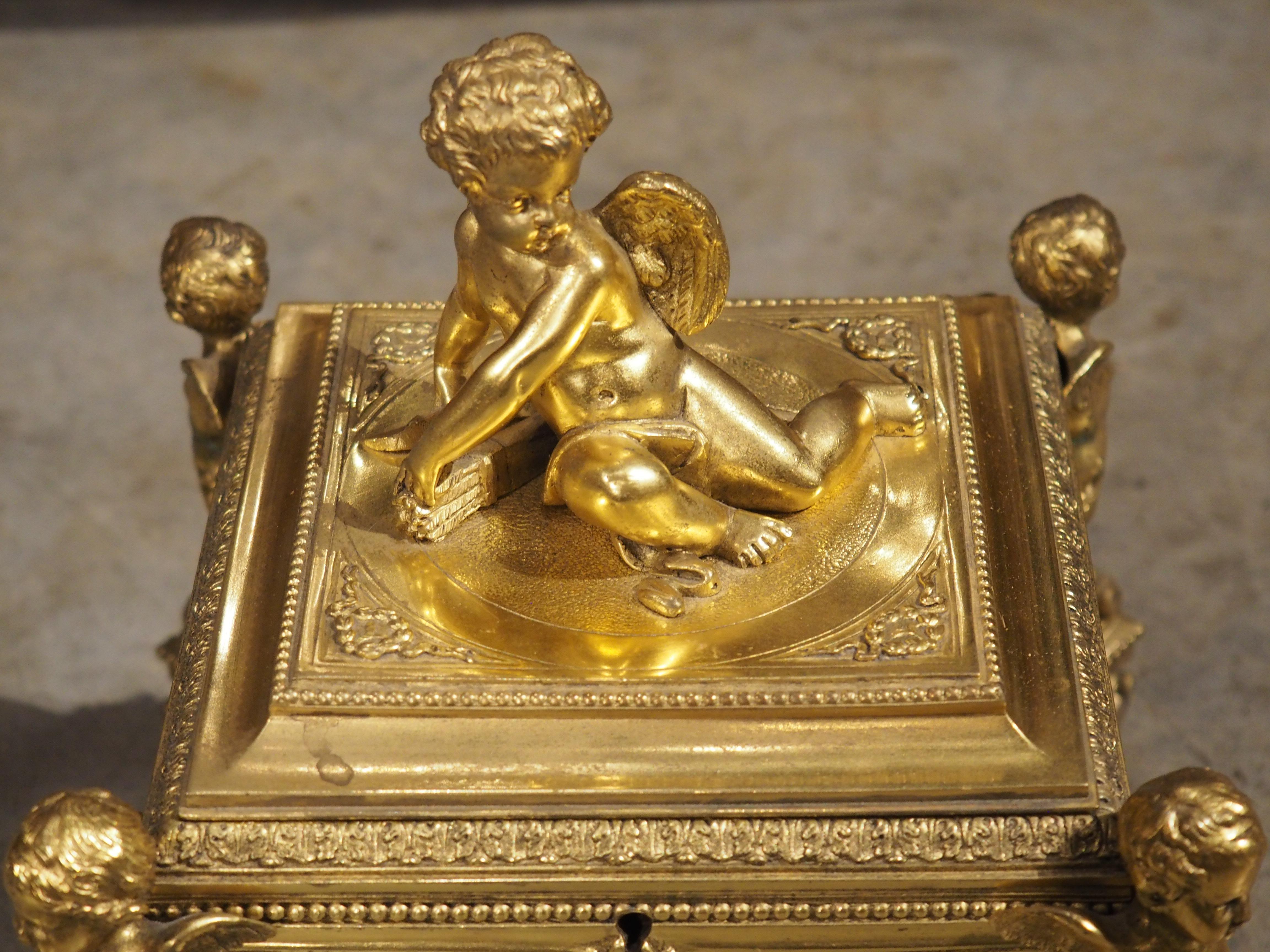 Highly Detailed Antique French Gilt Bronze Coffret, Jewel Box, Paris, Circa 1880 2