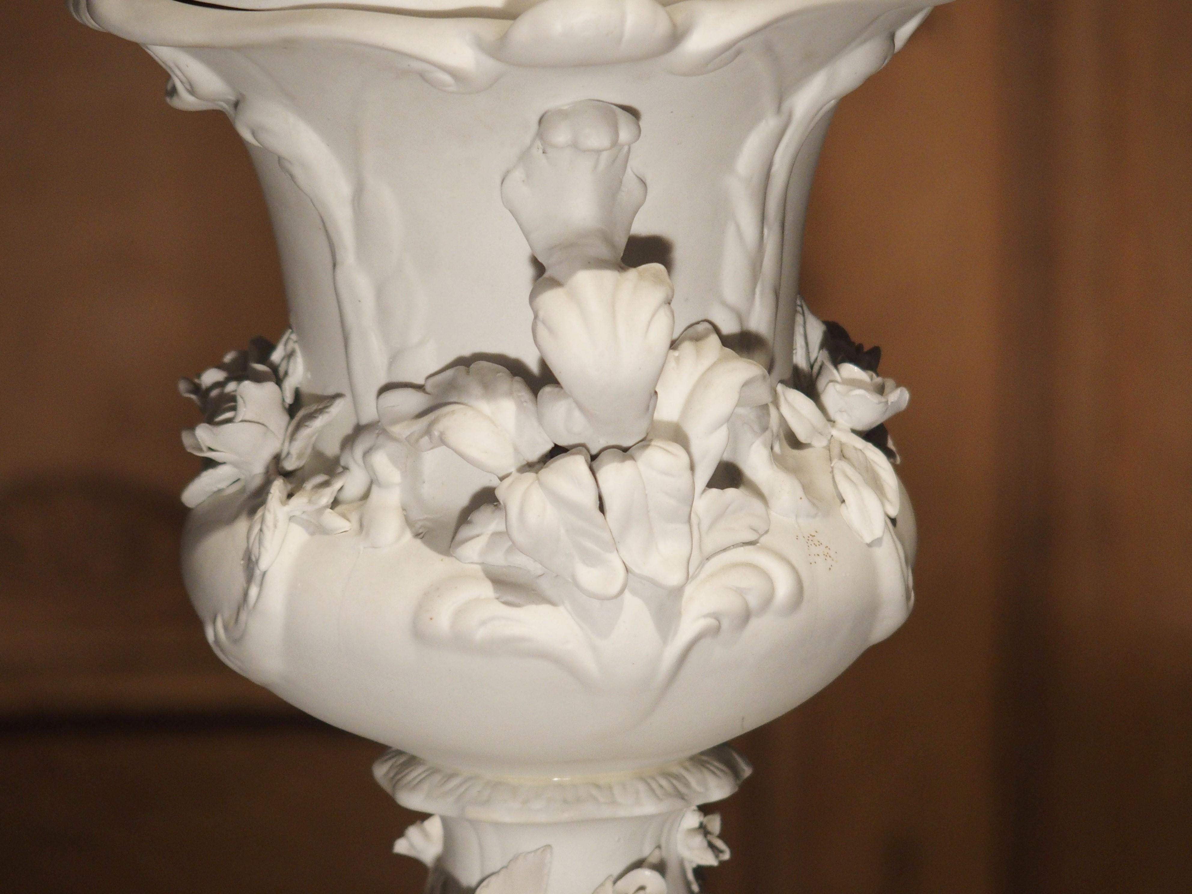 Highly Detailed Antique French Lidded Bisque Urn, Circa 1900 7