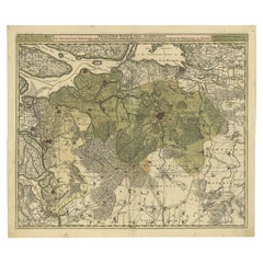 Carte ancienne très détaillée de Brabant, province des Pays-Bas, vers 1770