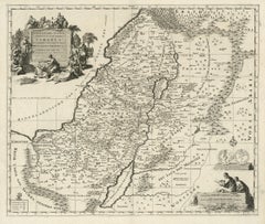 Hochdetaillierte antike Karte des Heiligen Landes mit 12 Israeler Stämmen, um 1720