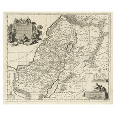 Highly Detailed Antique Map of the Holy Land Showing 12 Tribes of Israel, c.1720