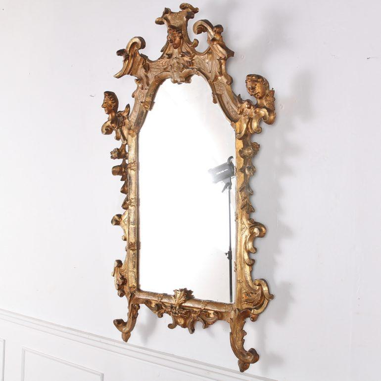 Hand-Carved Highly Detailed Carved-and-Gilt Mirror