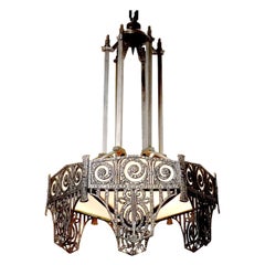 Highly Detailed French Art Deco Chandelier