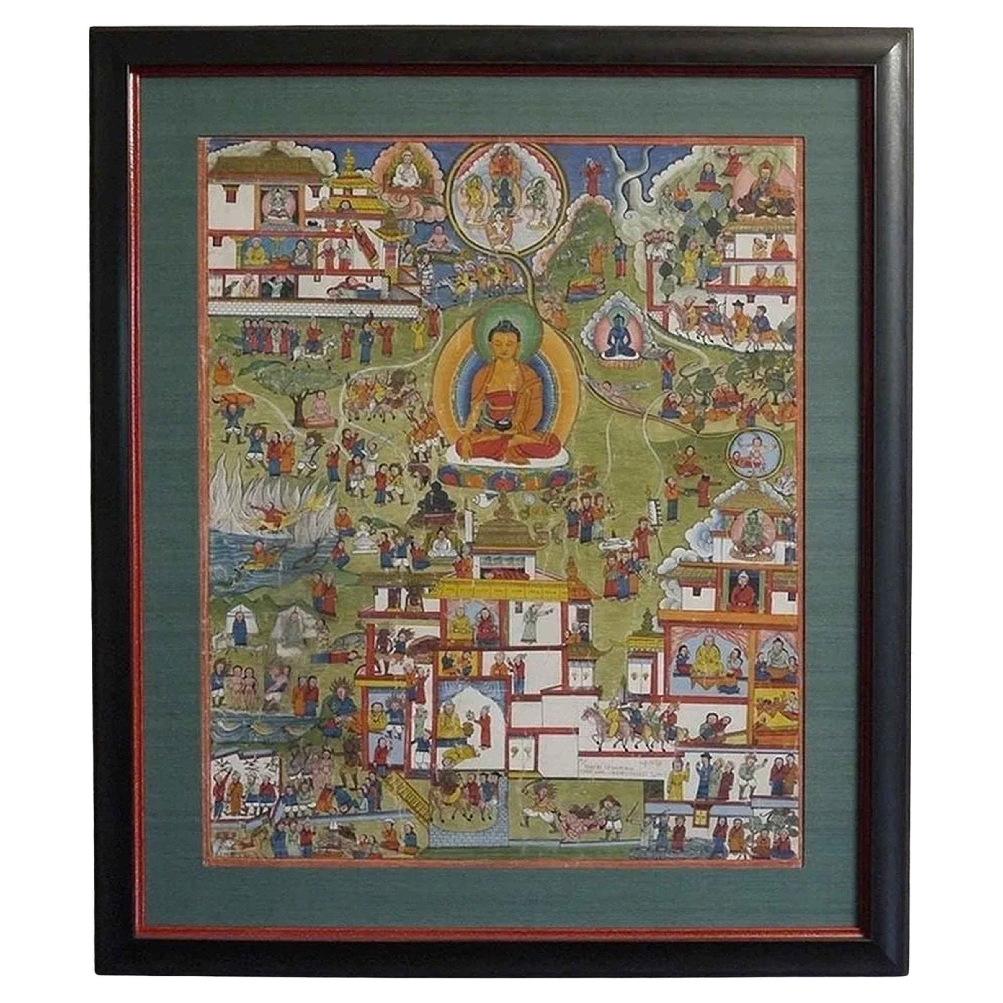 Highly Detailed Mongolian Thangka. Large, Finely Framed, Perfectly Painted
