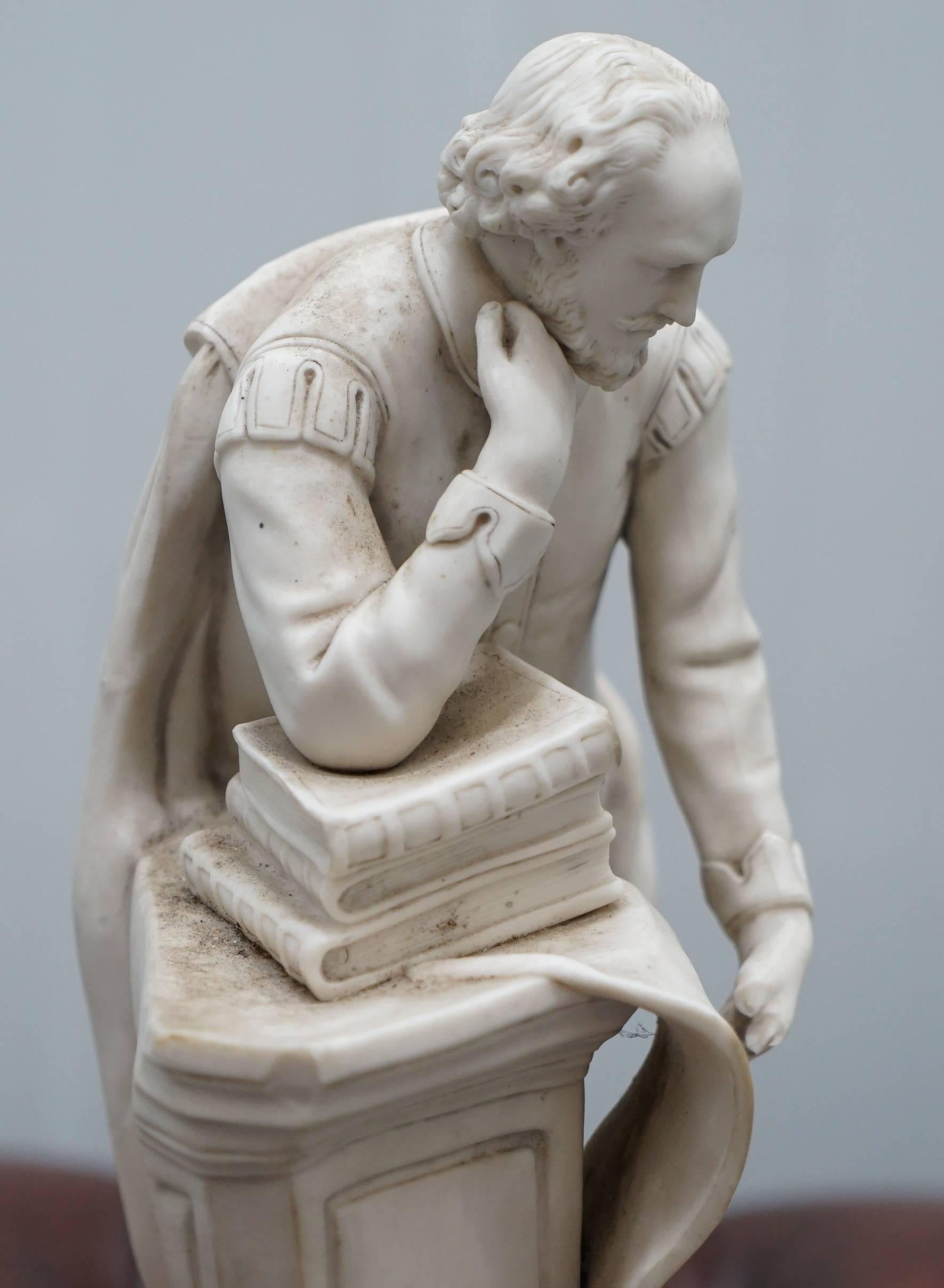 Highly Detailed Parian Marble Statue of William Shakespeare Must See, circa 1860 9