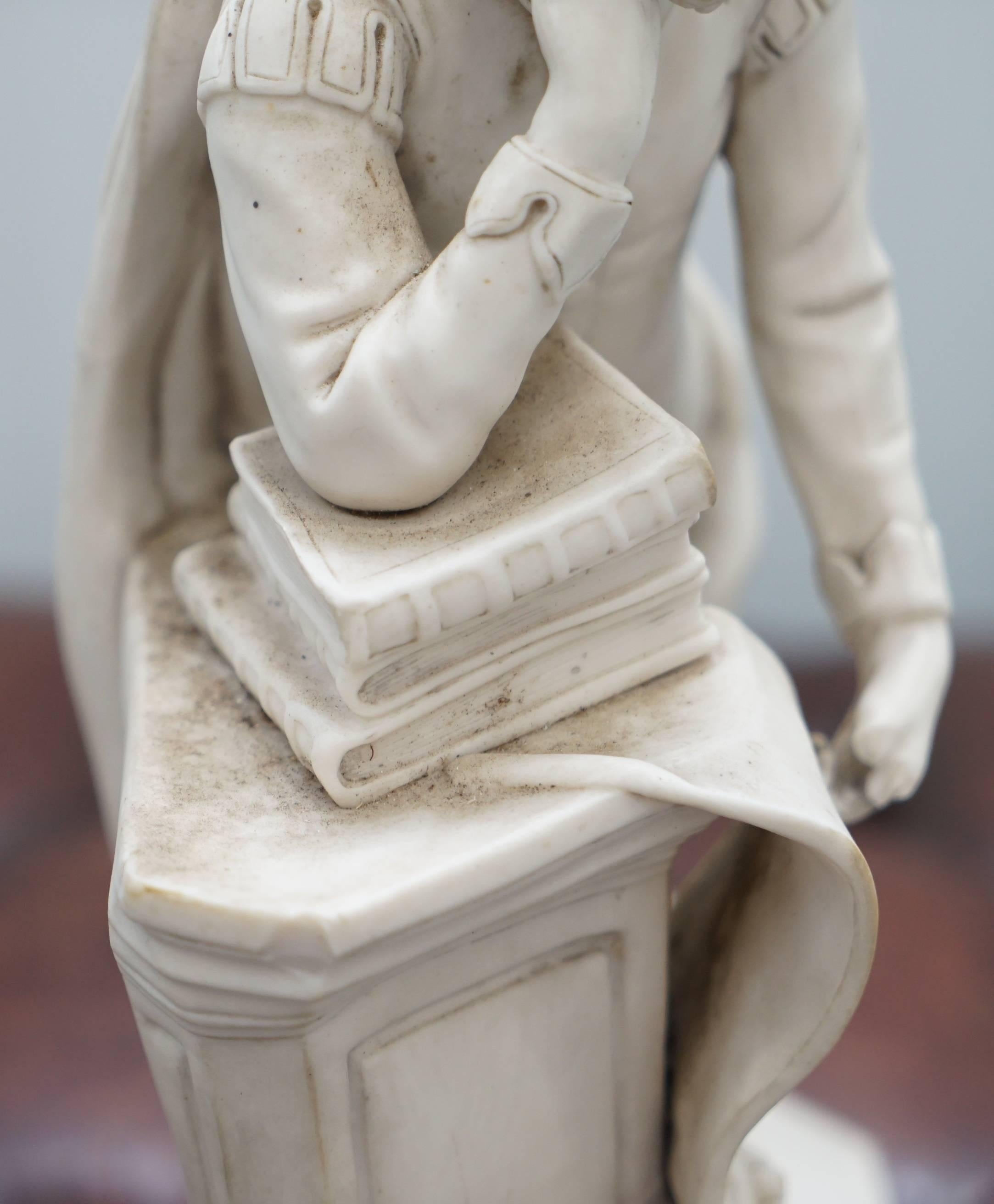 Highly Detailed Parian Marble Statue of William Shakespeare Must See, circa 1860 10