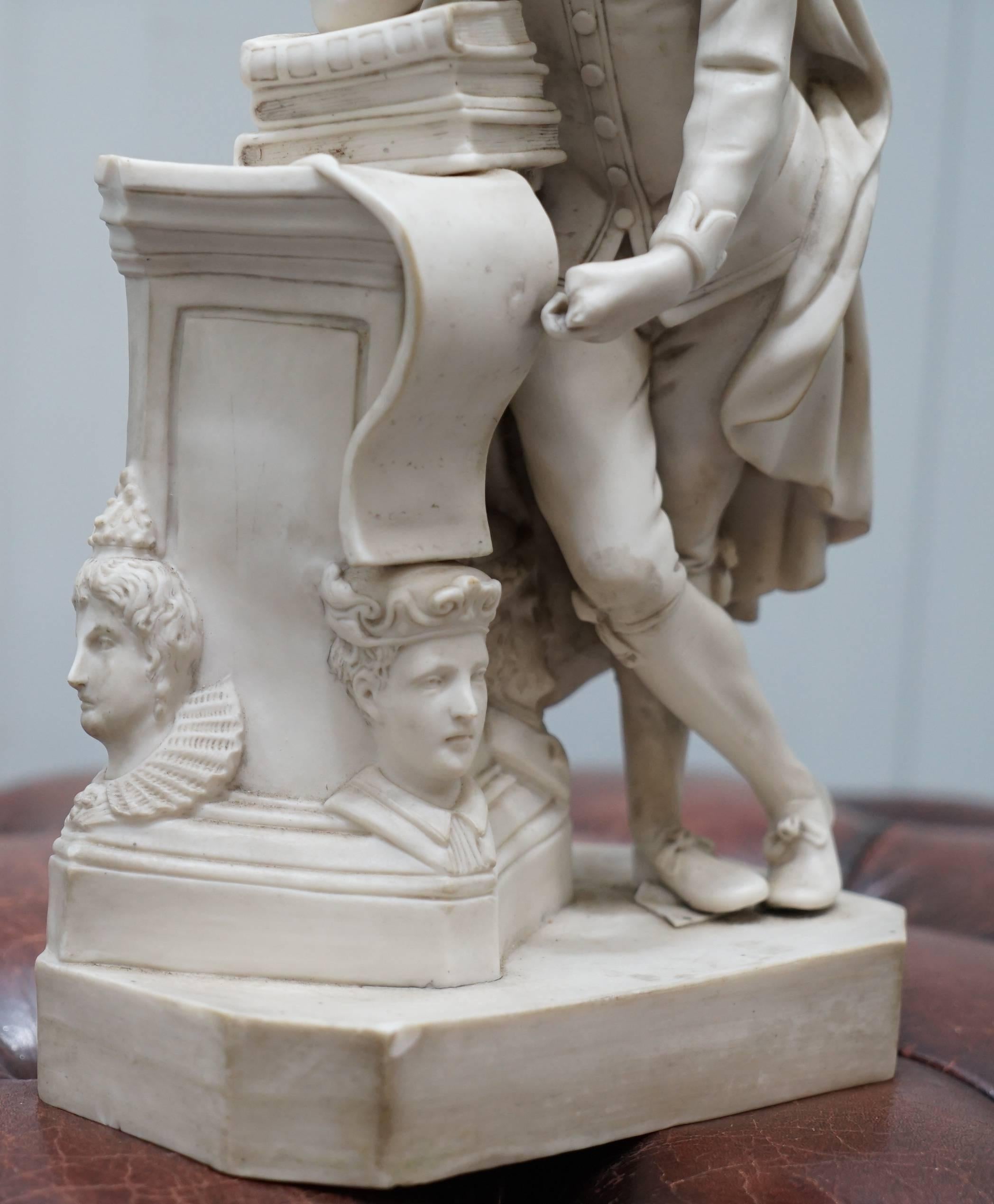 High Victorian Highly Detailed Parian Marble Statue of William Shakespeare Must See, circa 1860