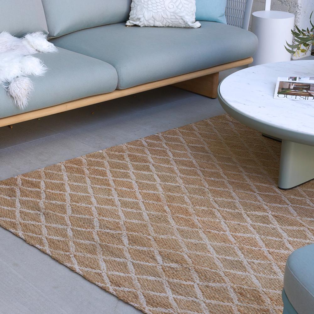 Contemporary Highly Durable Customizable Ricochet Weave Rug in White Large For Sale