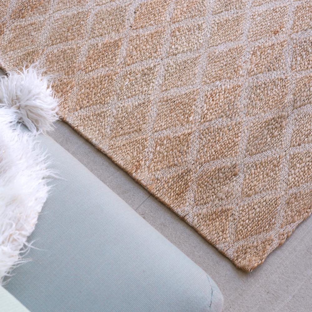 Jute Highly Durable Customizable Ricochet Weave Rug in White Small