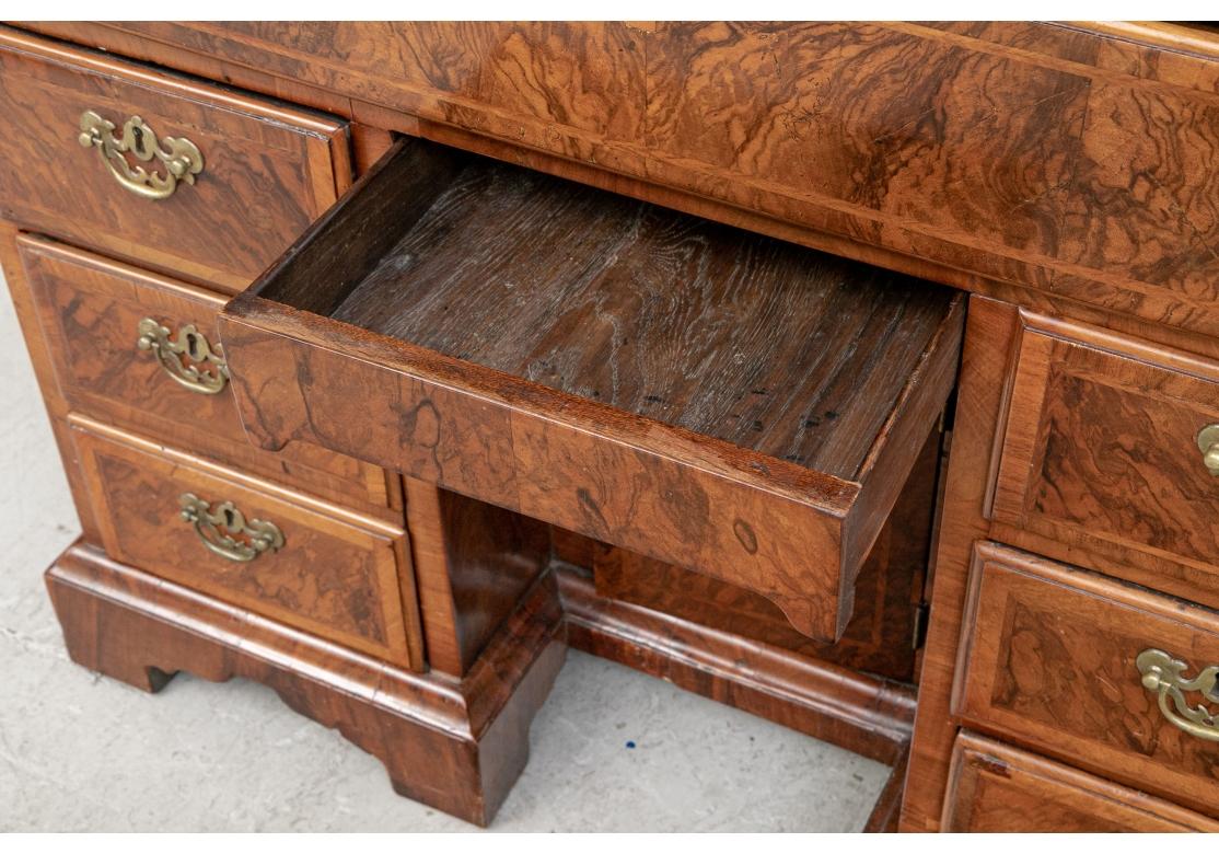 Highly Figured Antique Knee Hole Desk For Sale 6