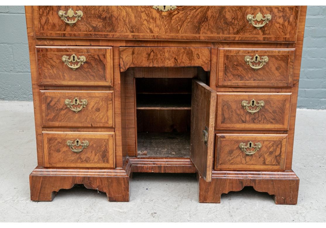 Highly Figured Antique Knee Hole Desk For Sale 7