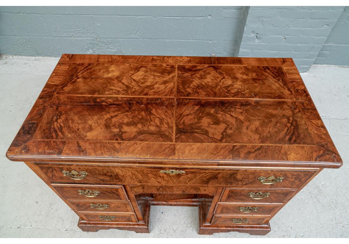 Georgian Highly Figured Antique Knee Hole Desk For Sale