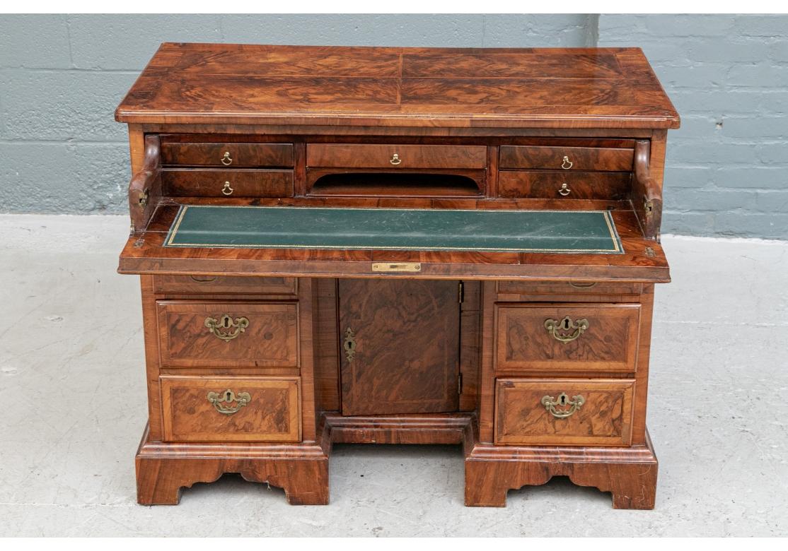 Hardwood Highly Figured Antique Knee Hole Desk For Sale