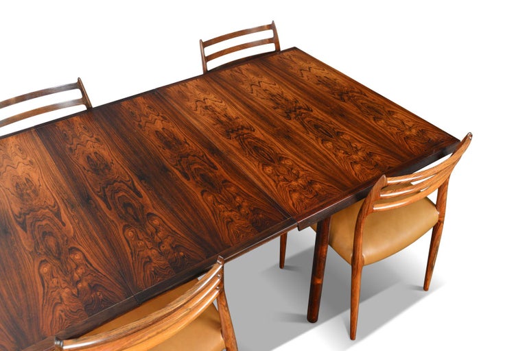 Highly Figured Danish Modern Brazilian Rosewood Dining Table by France