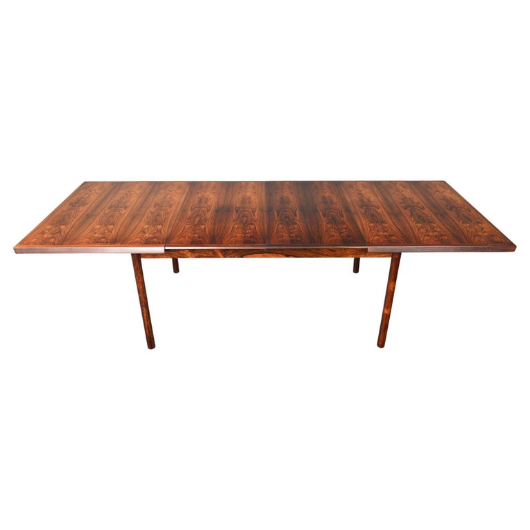 Highly Figured Danish Modern Brazilian Rosewood Dining Table by France