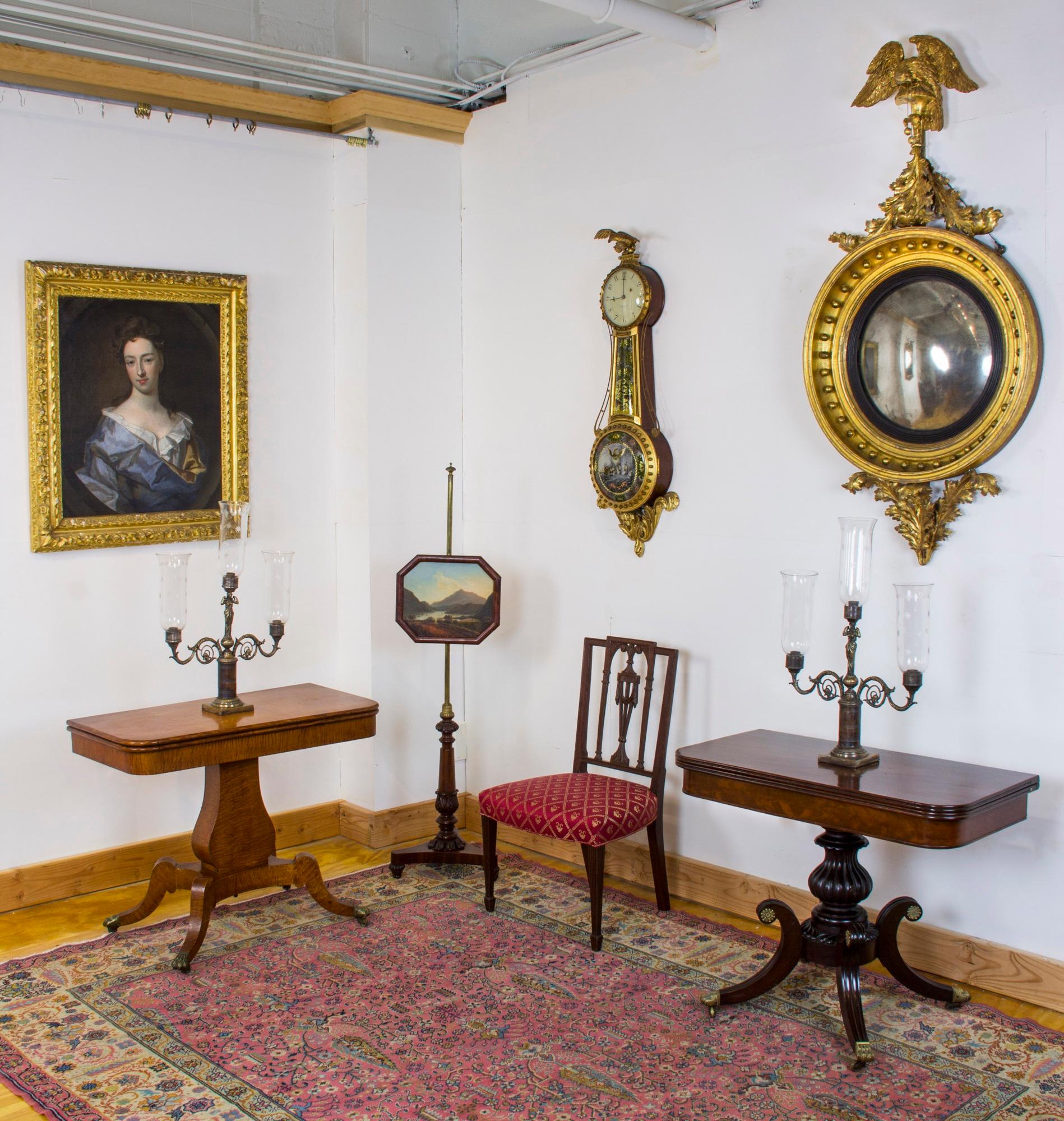 Highly Figured Mahogany Classical Card Table on Saber Legs, Salem, circa 1820 For Sale 3