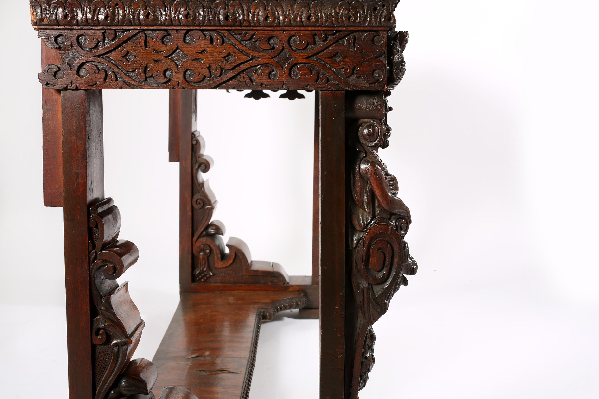 Highly Hand Carved 19th Century Mahogany Sideboard Cabinet For Sale 5