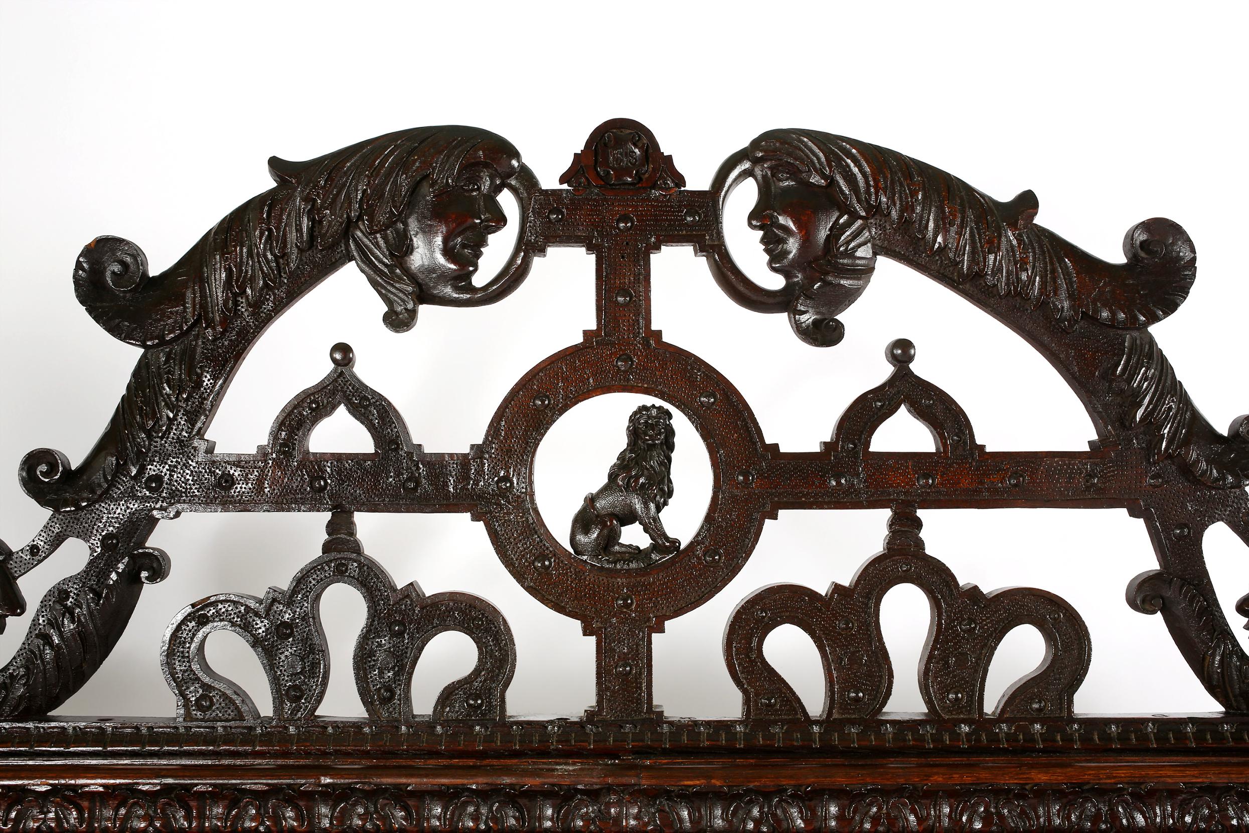 European Highly Hand Carved 19th Century Mahogany Sideboard Cabinet For Sale