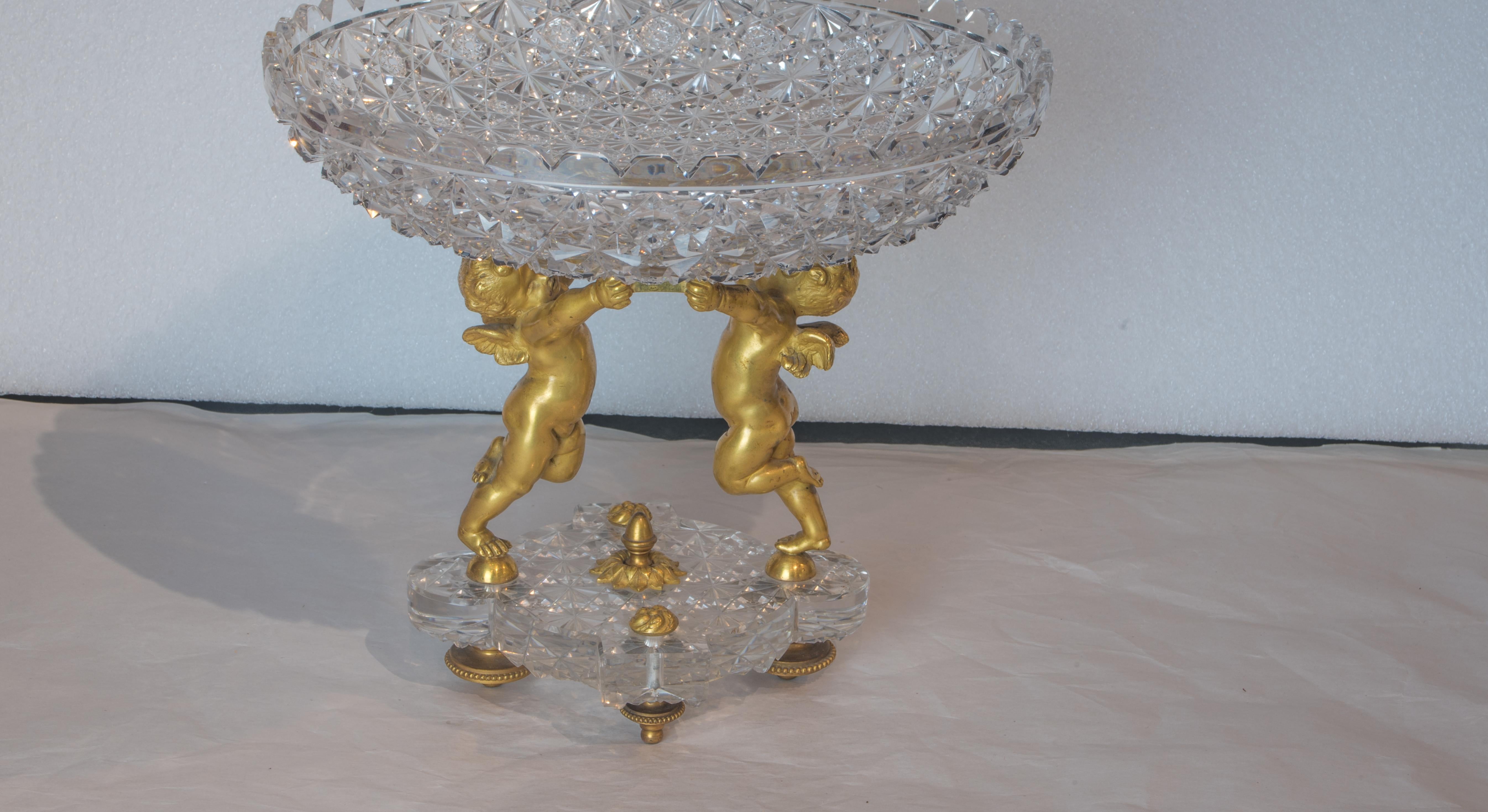 Highly  Important Baccarat 19th Century Cut Crystal and Ormolu Garniture For Sale 8