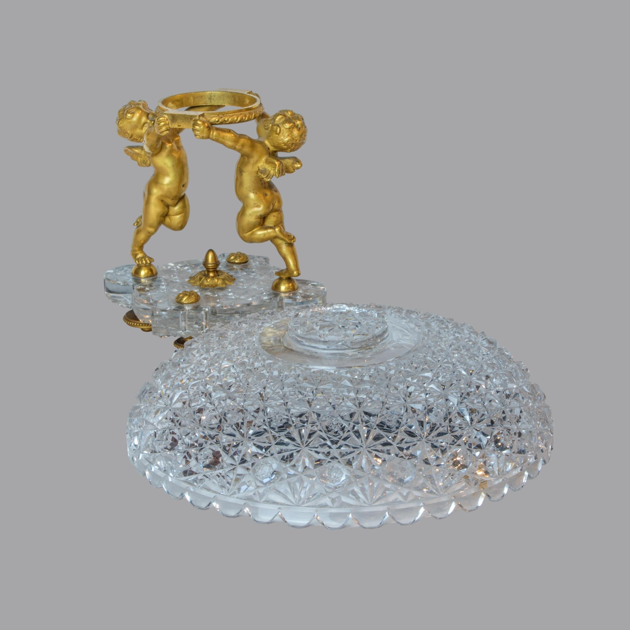 Highly  Important Baccarat 19th Century Cut Crystal and Ormolu Garniture For Sale 12