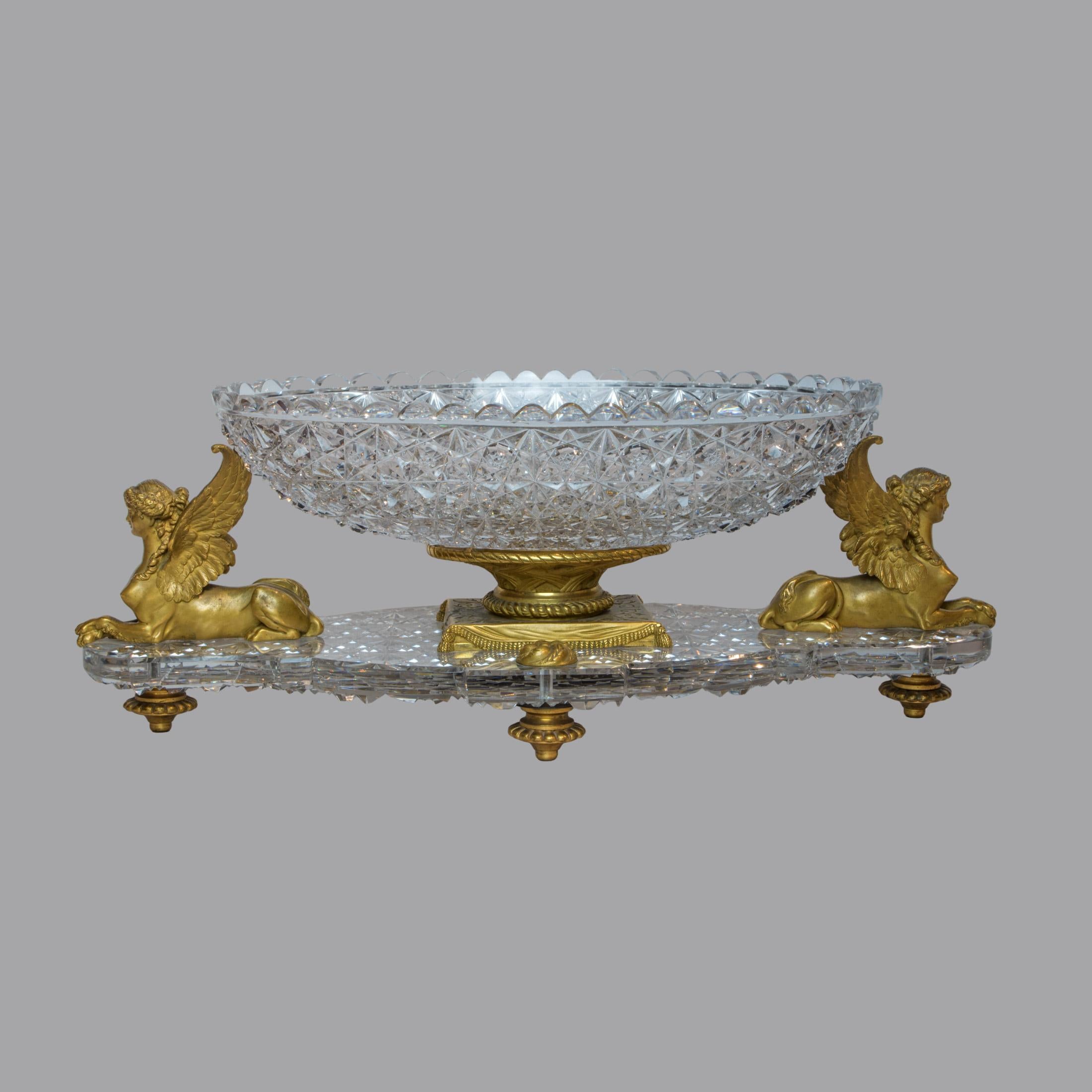 Highly  Important Baccarat 19th Century Cut Crystal and Ormolu Garniture In Excellent Condition For Sale In New York, NY
