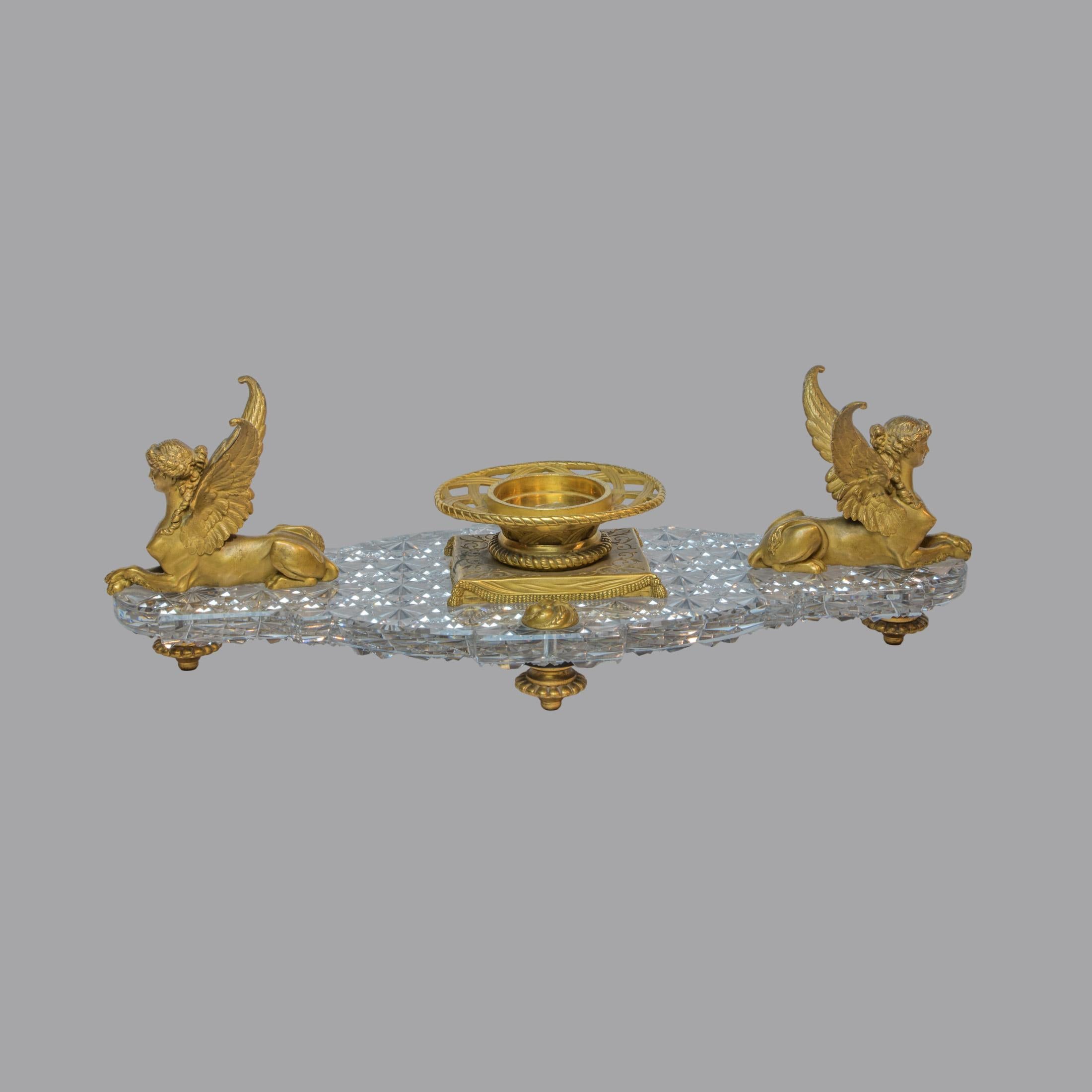 Glass Highly  Important Baccarat 19th Century Cut Crystal and Ormolu Garniture For Sale
