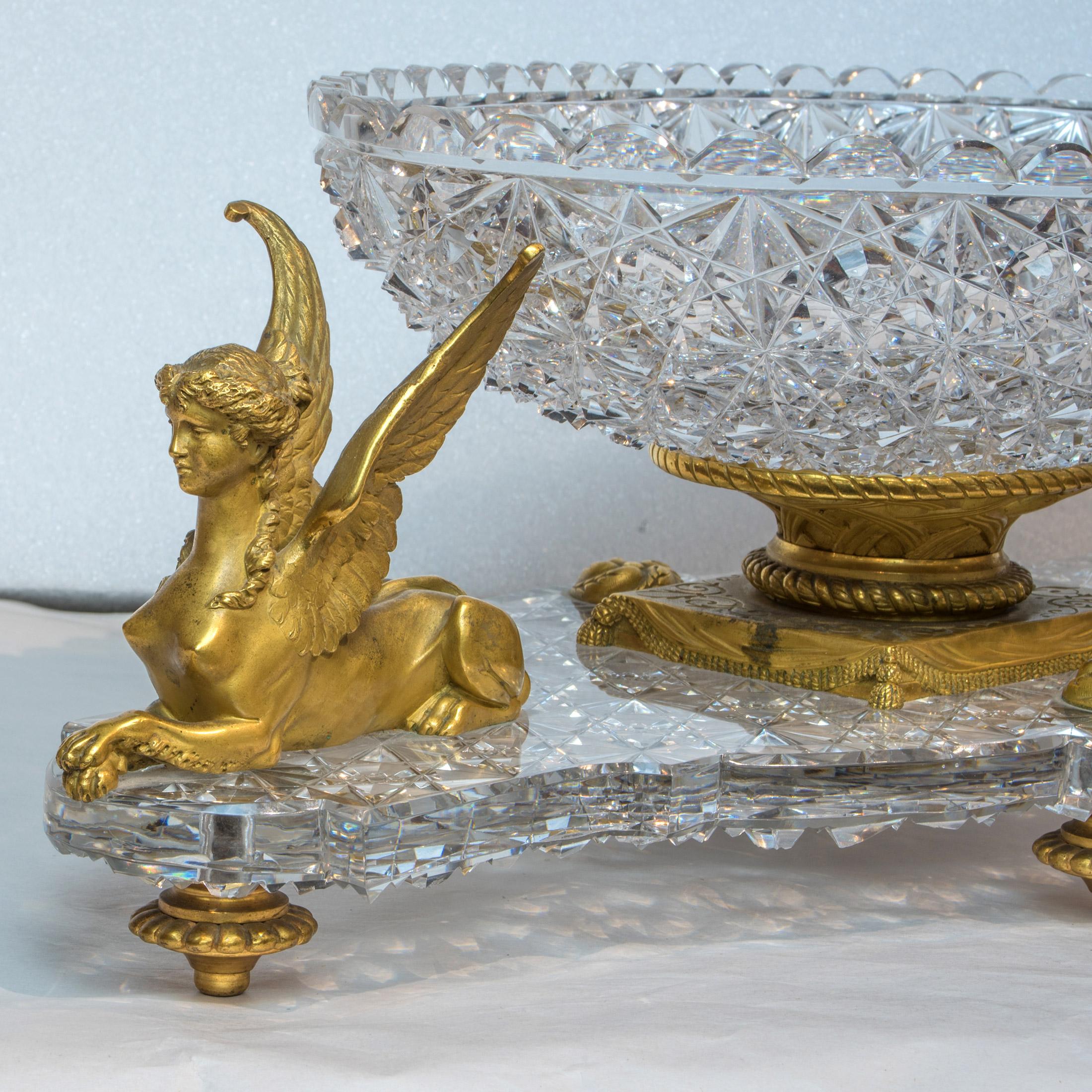 Highly  Important Baccarat 19th Century Cut Crystal and Ormolu Garniture For Sale 2