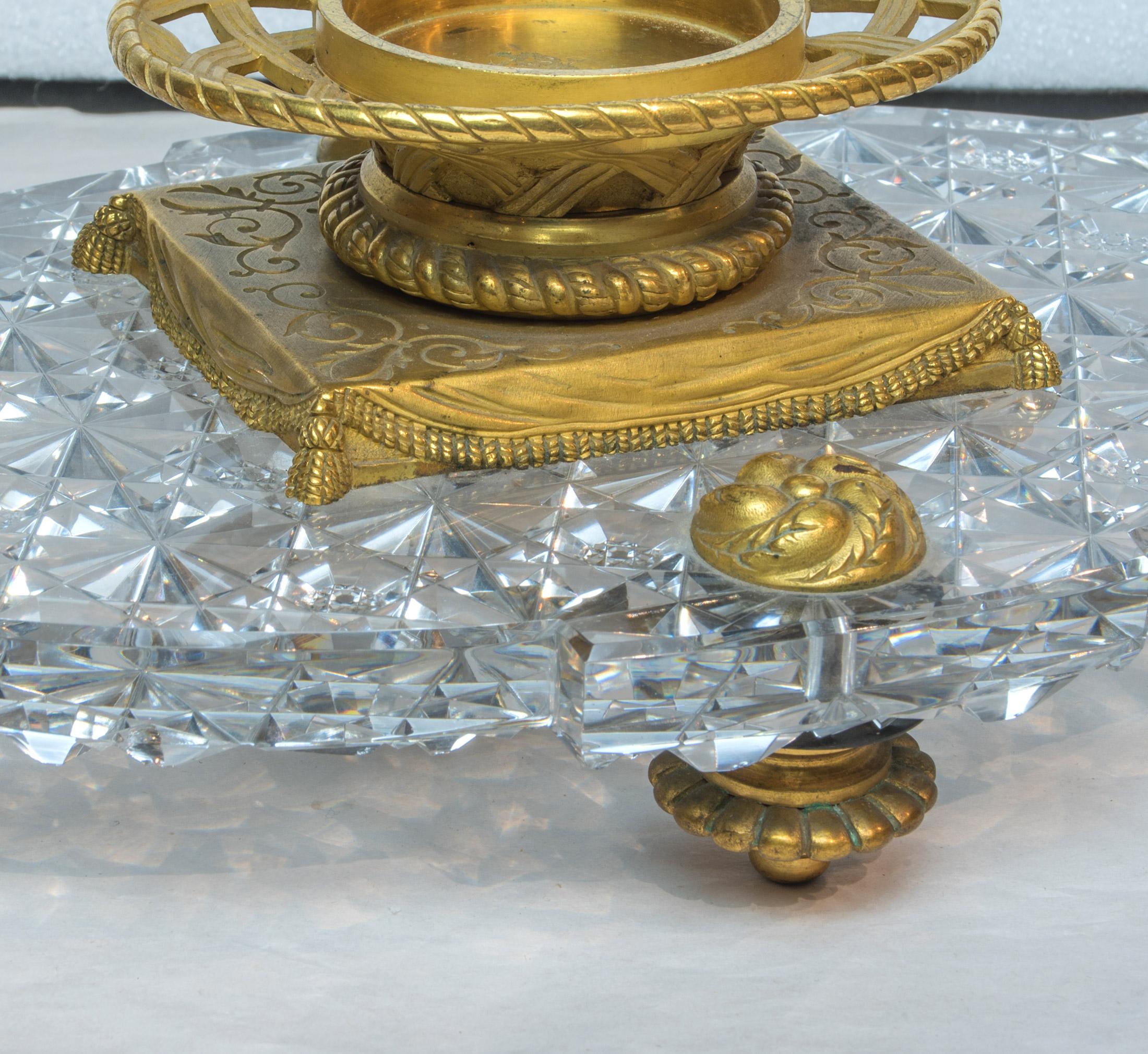 Highly  Important Baccarat 19th Century Cut Crystal and Ormolu Garniture For Sale 3
