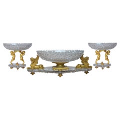 Highly  Important Baccarat 19th Century Cut Crystal and Ormolu Garniture
