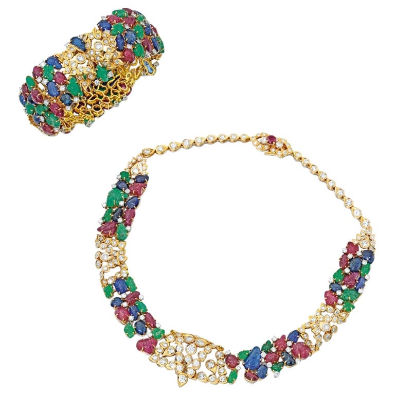 Cartier Tutti Frutti Bracelet and Necklace Set For Sale at 1stDibs | cartier  tutti frutti necklace price, tutti frutti hercules