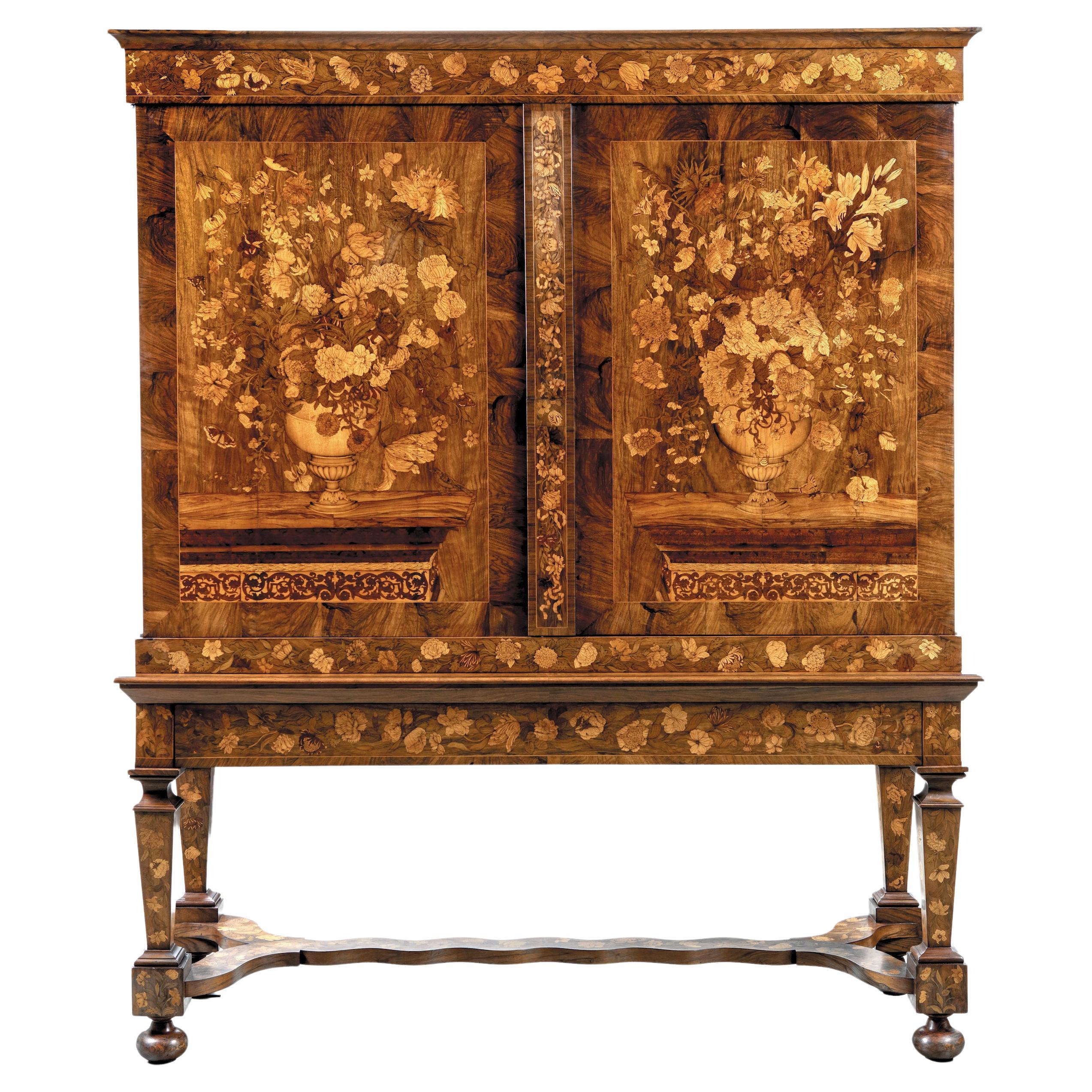 Highly Important Dutch Floral Marquetry Cabinet by Jan van Mekeren, circa 1700 For Sale
