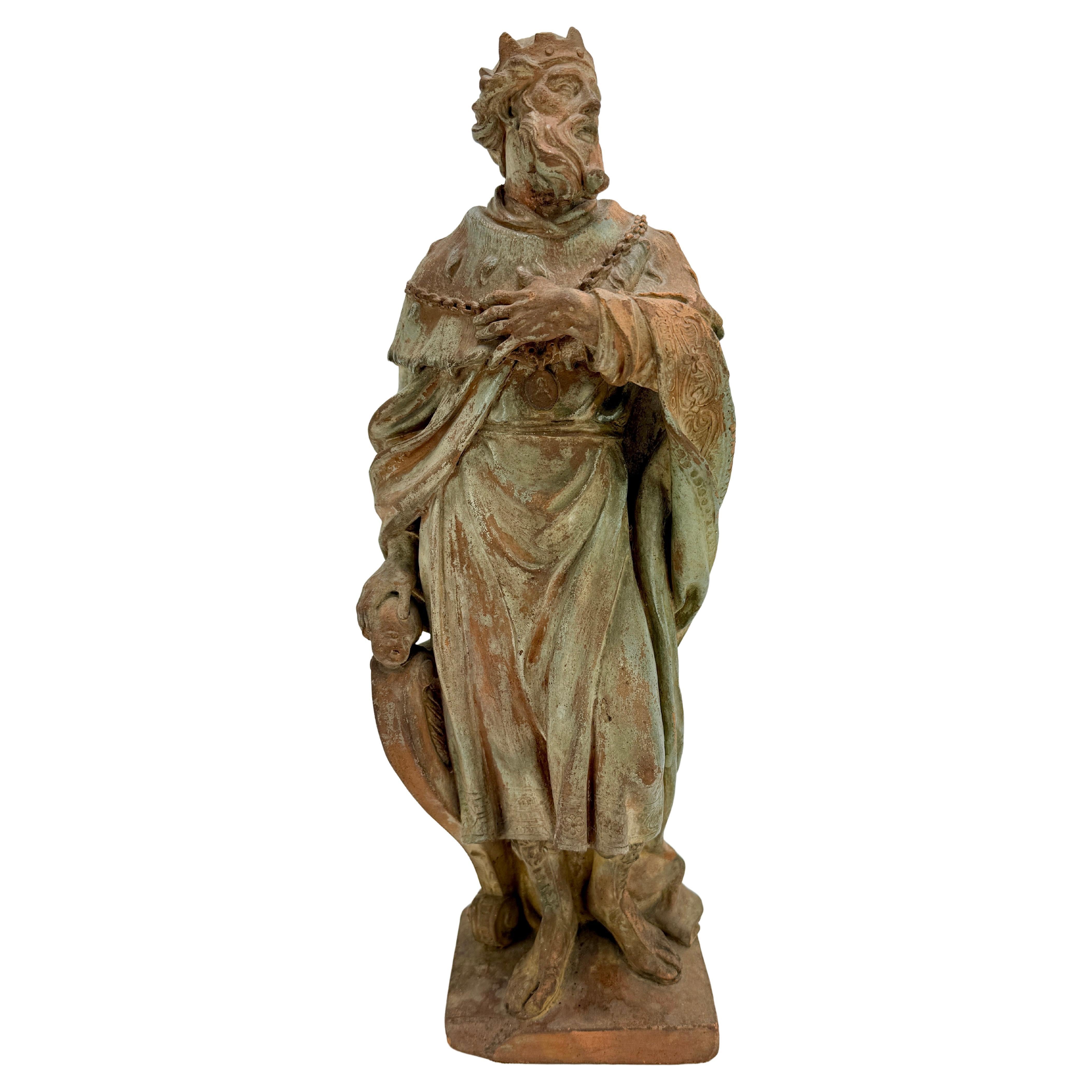 Highly Important Jacques Bergé (Flemish, 1693 - 1756) King David Sculpture 1736 For Sale