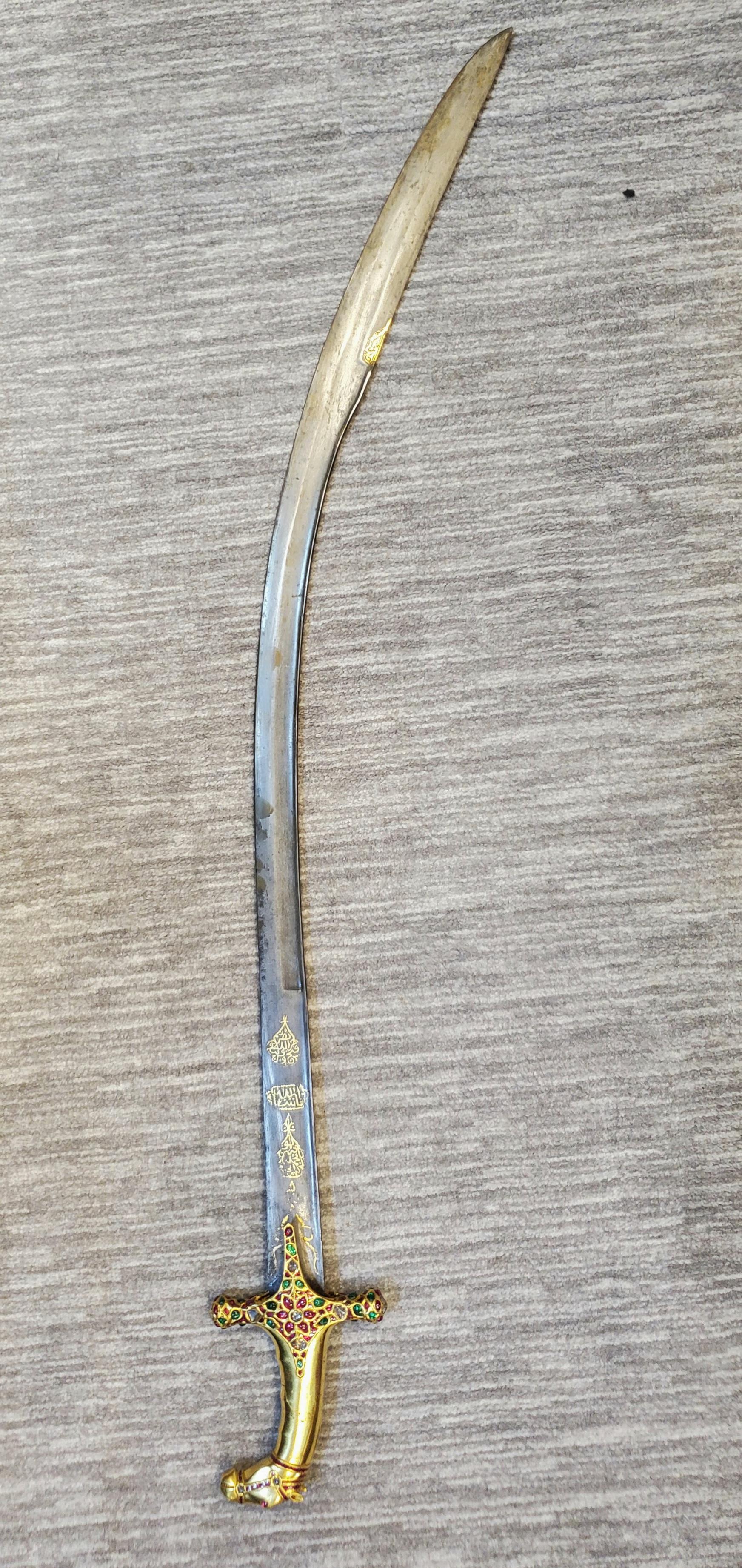 Highly Important Multi Gem Mughal Gold Horse Sword Shamshir 3