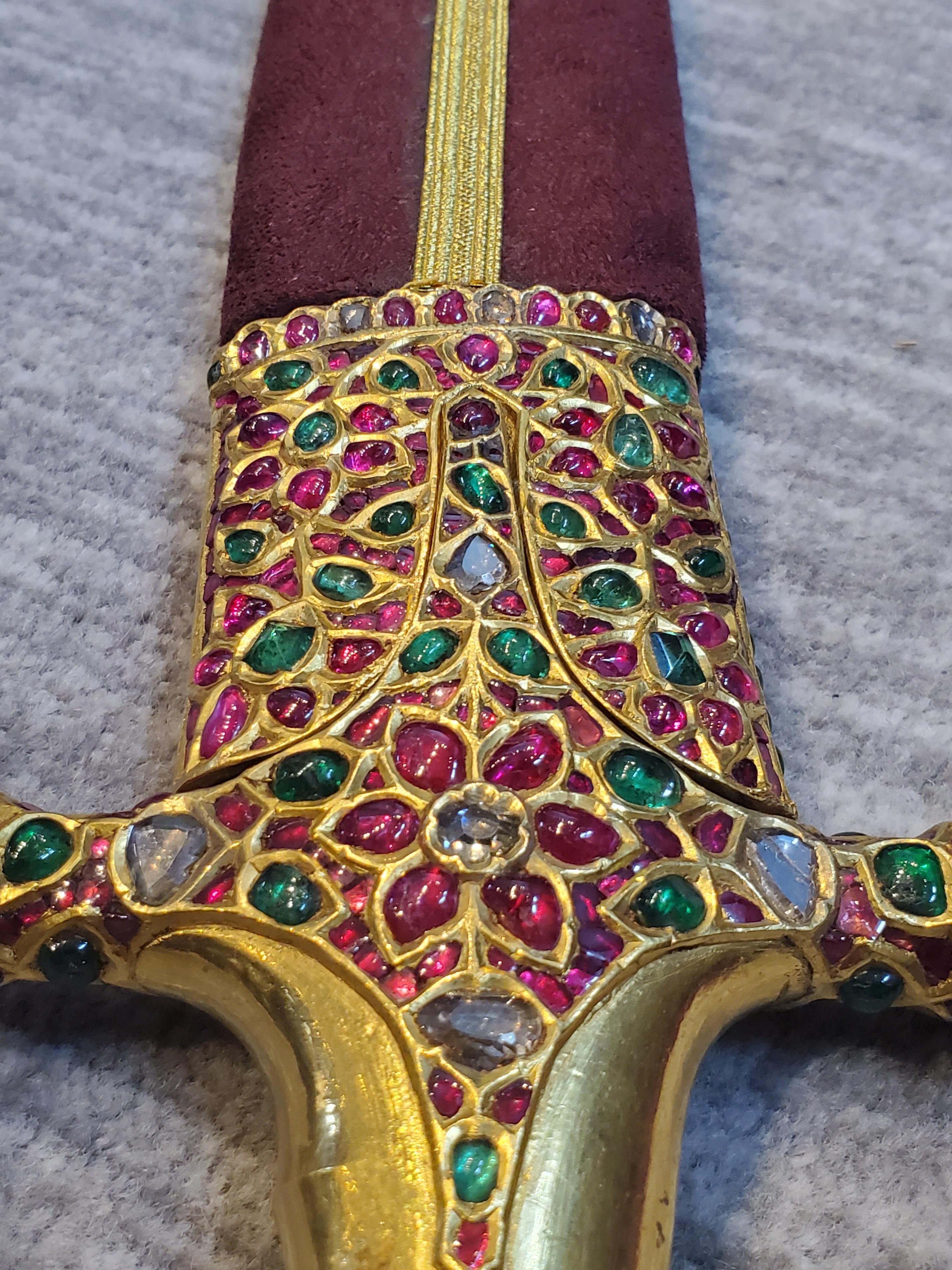 Highly Important Multi Gem Mughal Gold Horse Sword Shamshir 4