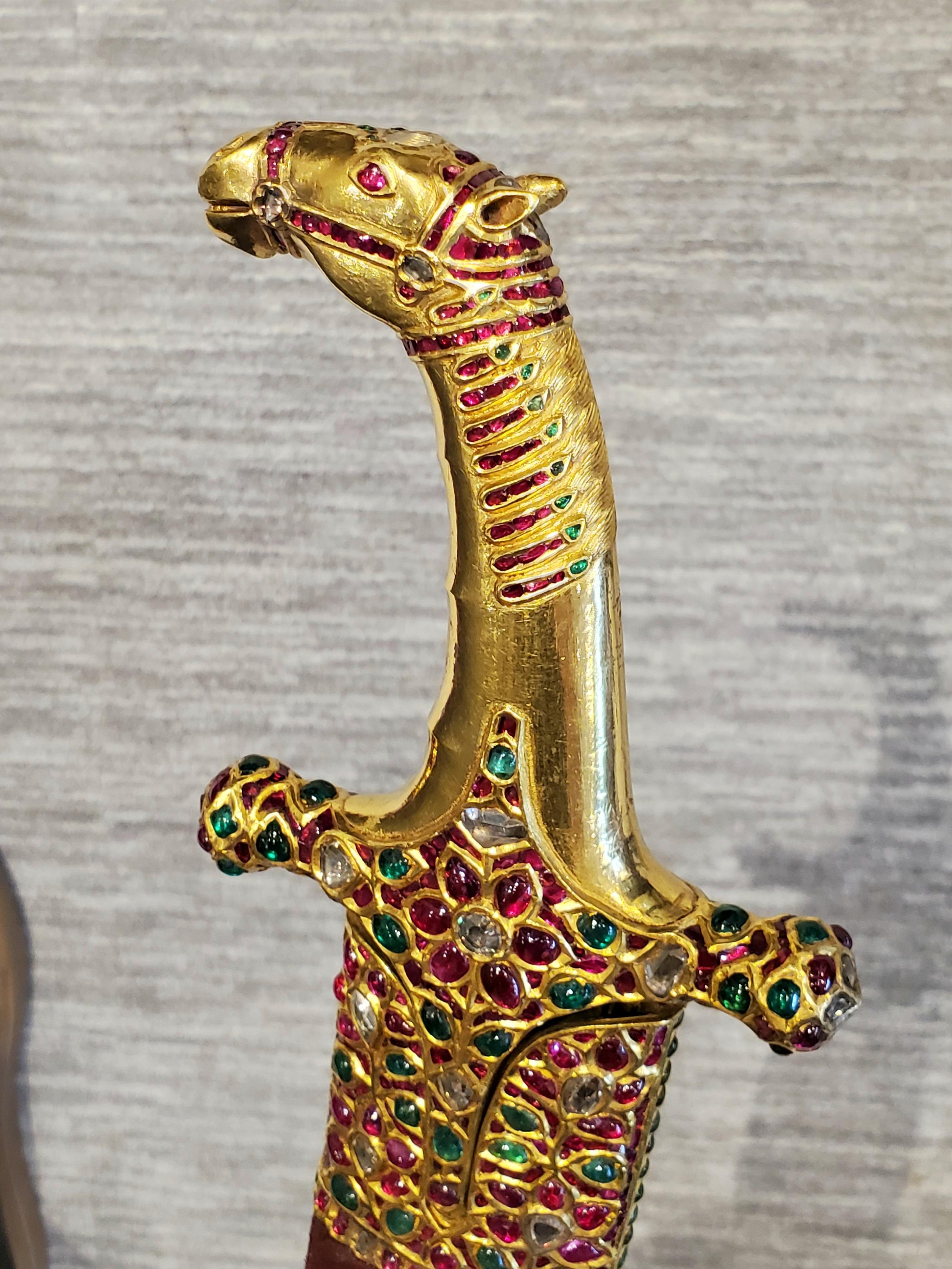Highly Important Multi Gem Mughal Gold Horse Sword Shamshir 11