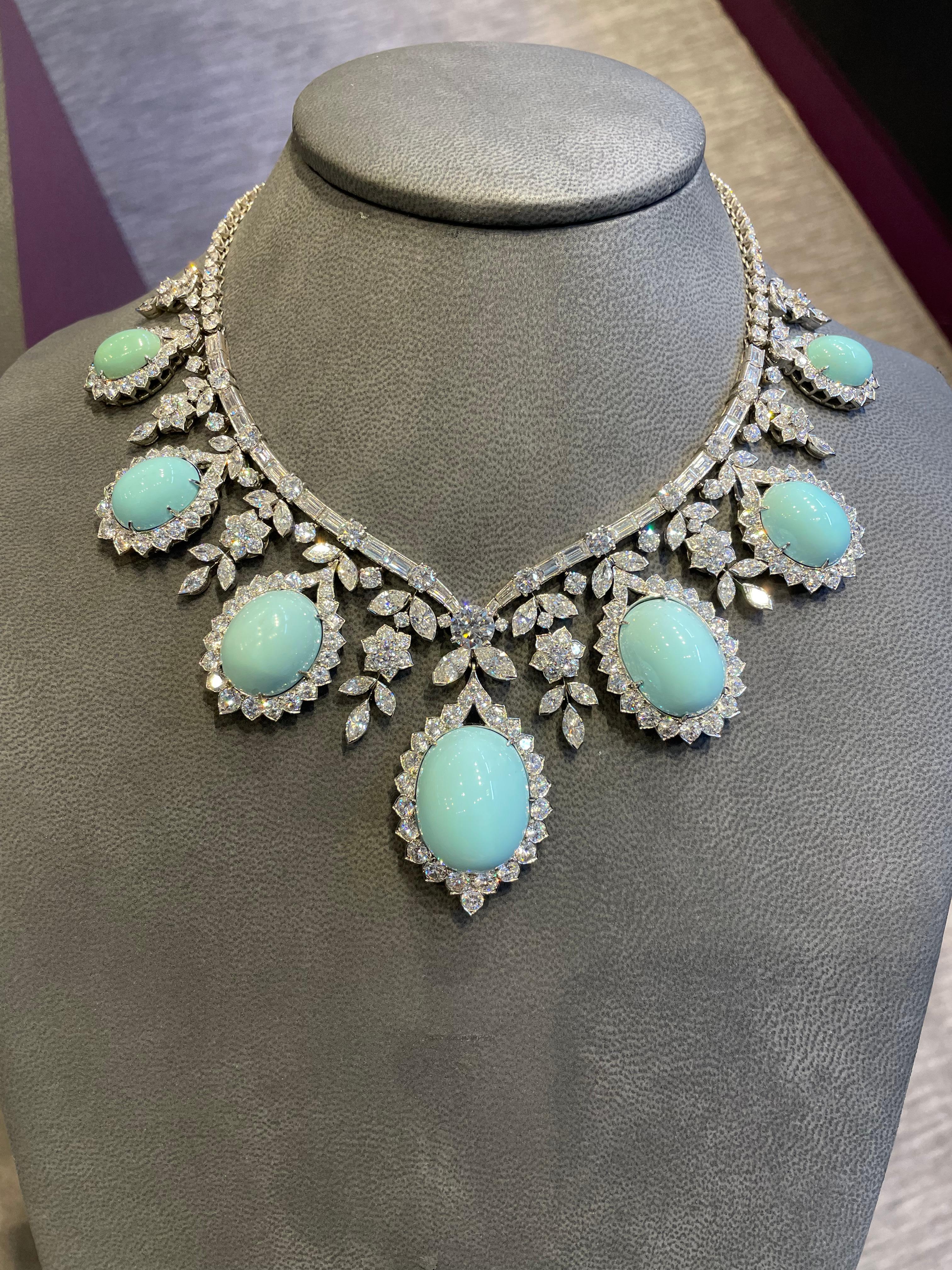 Women's Highly Important Van Cleef and Arpels Turquoise and Diamond Necklace