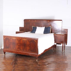 Highly Inlaid Belgian Amboyna Eight Piece Empire Bedroom Suite