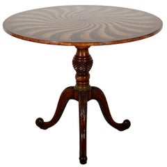Highly Inlaid Round Walnut Table from France