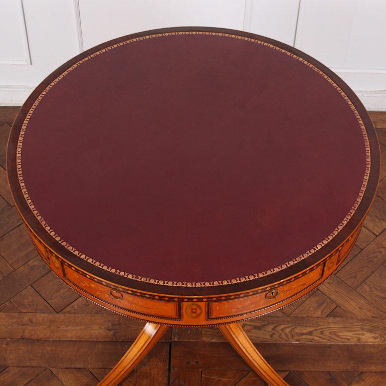 Inlay Highly Inlaid Satinwood Drum Table